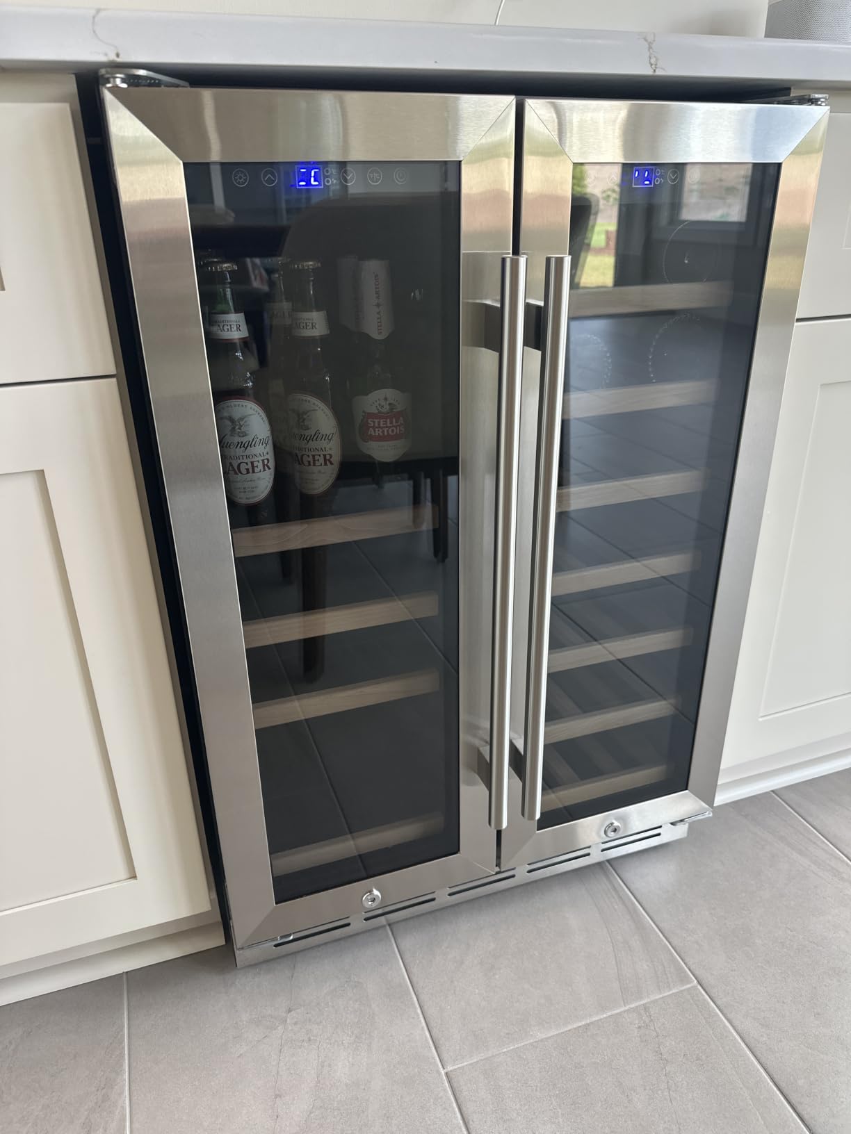 ORYMUSE 15 Inch Wine Cooler Under Counter, 30 Bottle Wine Fridge with Stainless Steel Glass Door, Built-In or Freestanding Wine Cellar with Removable Shelves and Digital Temperature Control customer photo 1