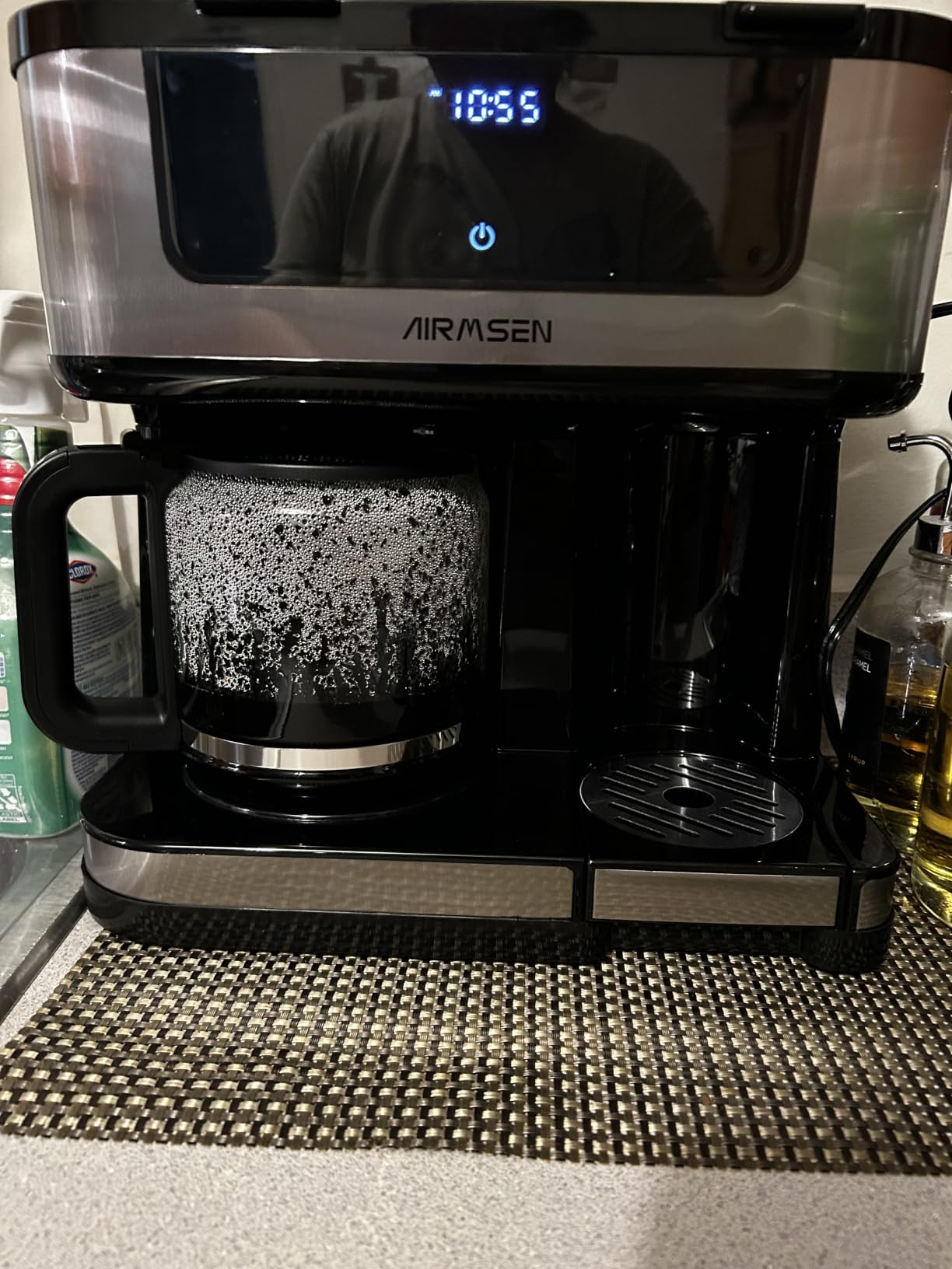 AIRMSEN 12-Cup Programmable Duo Coffee Maker - Single Serve Machine for K-Cup Pods & Ground, 1000W Fast Brew, Delay Start, 2H Keep Warm, Touchscreen, 60oz Tank, Glass Carafe - Home & Office (Black) customer photo 1