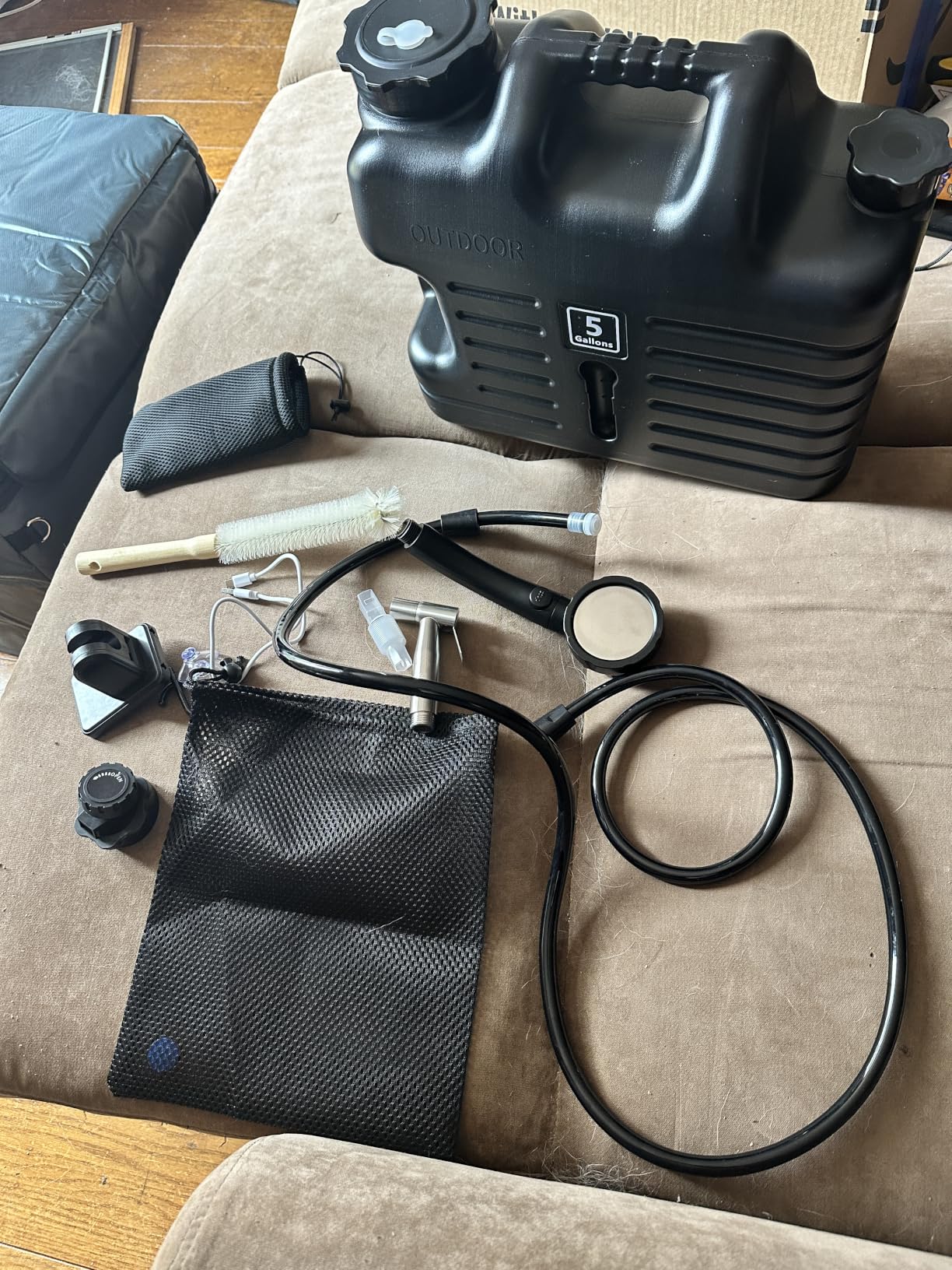 Digury Portable Camping Shower with 5 Gallon Water Jug, 6000mAh Rechargeable Outdoor Camping Shower Kit, IPX7 Waterproof Pump BPA Free Water Containers Camp Essentials customer photo 1