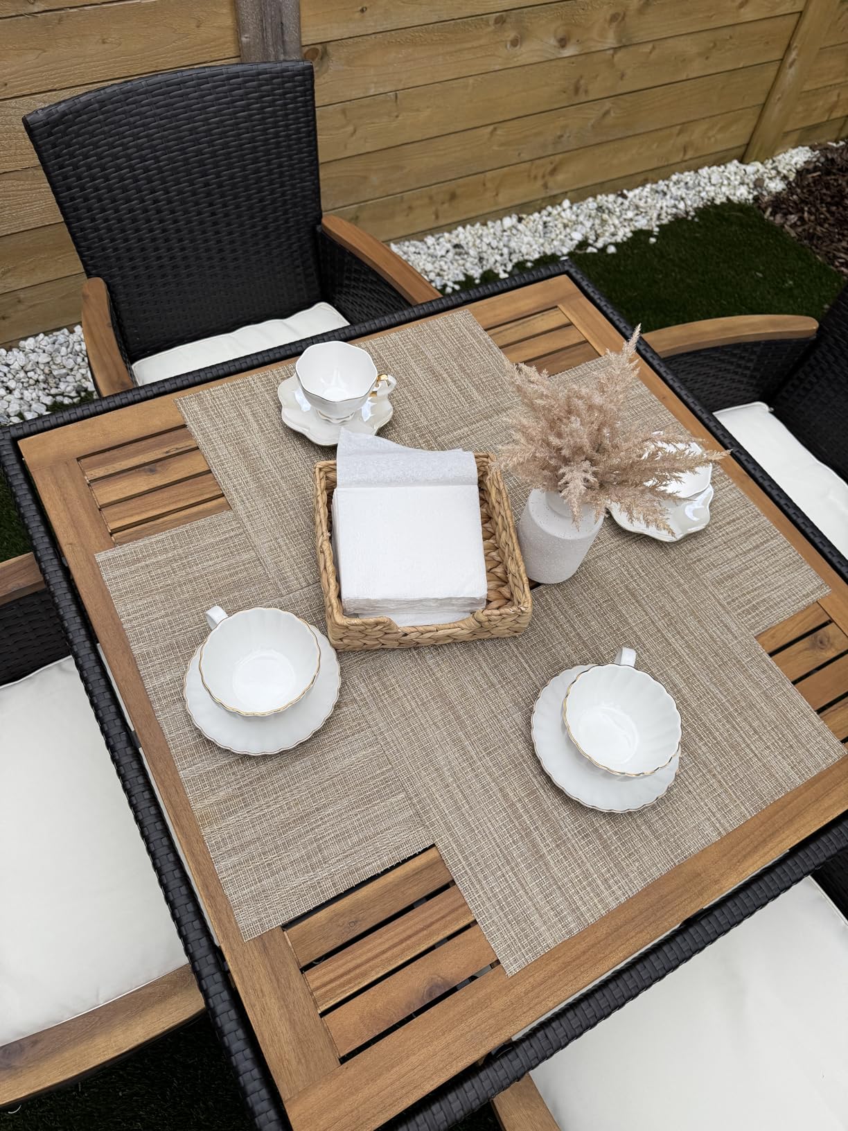Wisteria Lane Rattan Patio Table and Chairs Set with Acacia Wood Tabletop customer photo 1