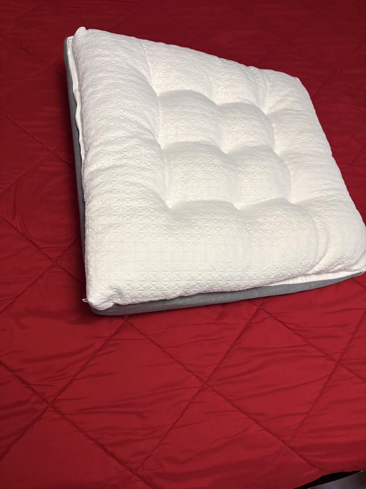 Bed Wedge Pillow for Sleep Apnea 7.5Inch Gerd Pillow Patent Dual Layer Triangle Pillow Adjustable Shredded Memory Foam Topper Soft Support Ideal for Acid Reflux, After Surgery, Snoring customer photo 1
