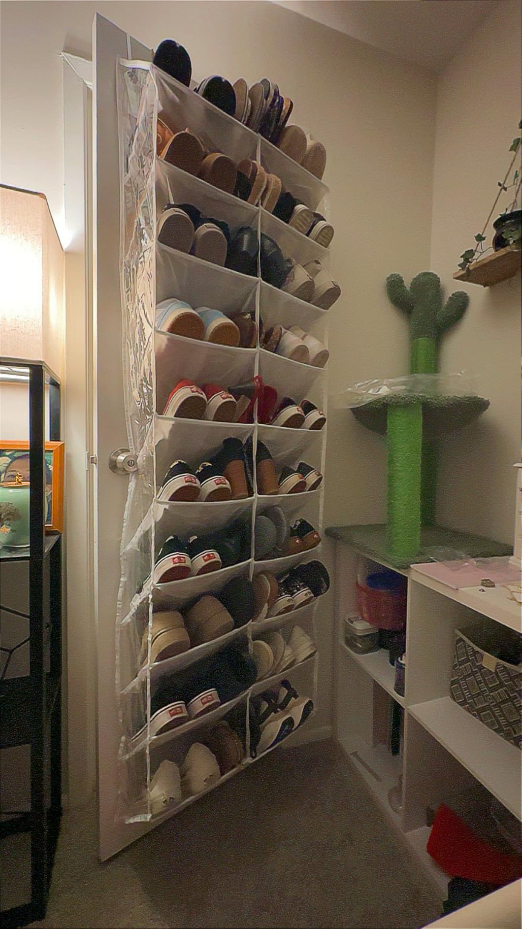 20-30 Pairs Over the Door Shoe Organizer, Clear Pockets Hanging Shoe Storage for Closet, 10-Tier Door Shoes Rack, Handing Shoes Holder Fit All the Family's Sneakers, Boots, Heels, White customer photo 1