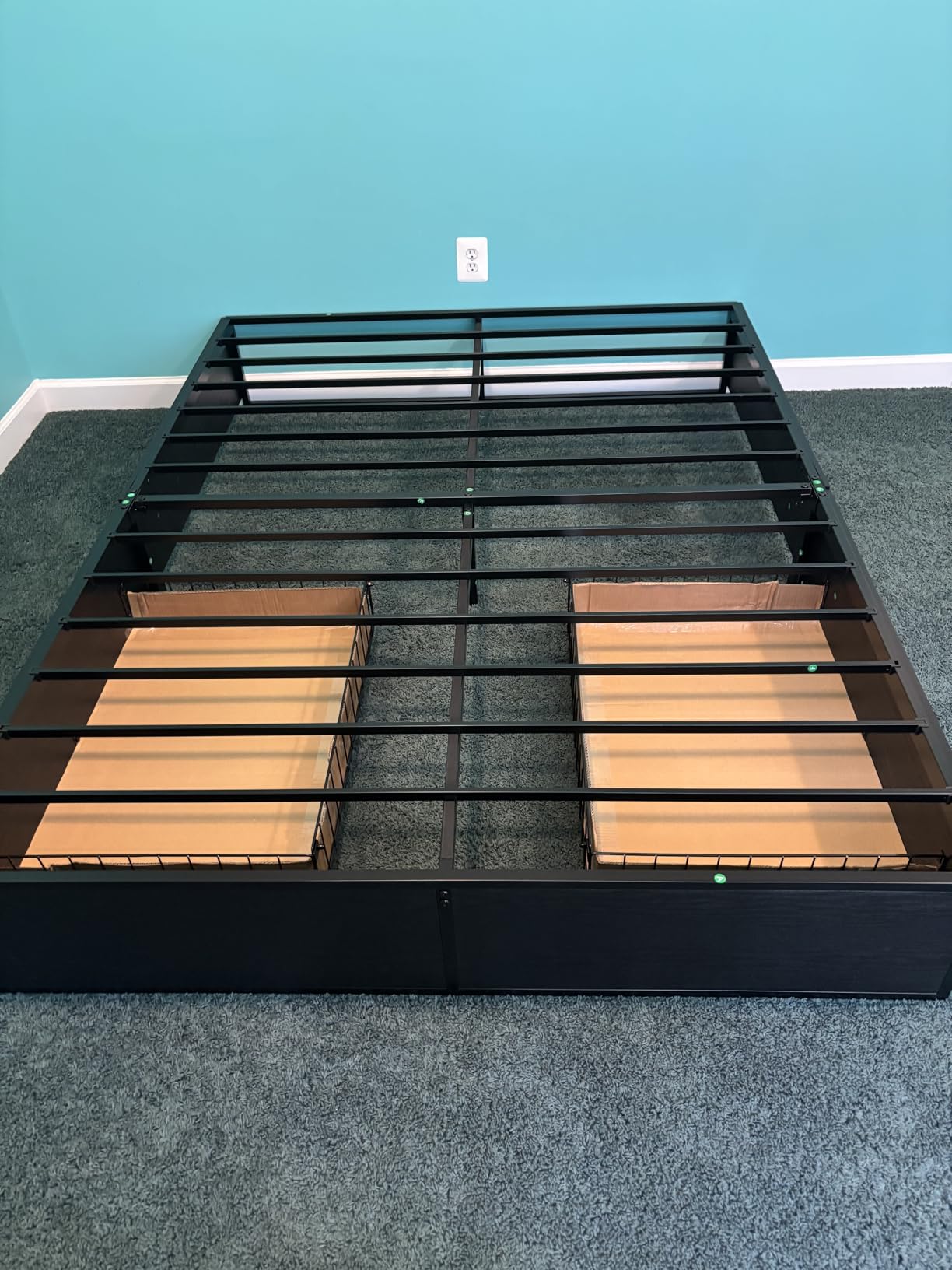 SHA CERLIN Full Platform Bed Frame with 2 Large Storage Drawers, Black | Heavy Duty Metal & Rustic Wood, Noise-Free, No Box Spring Needed customer photo 1