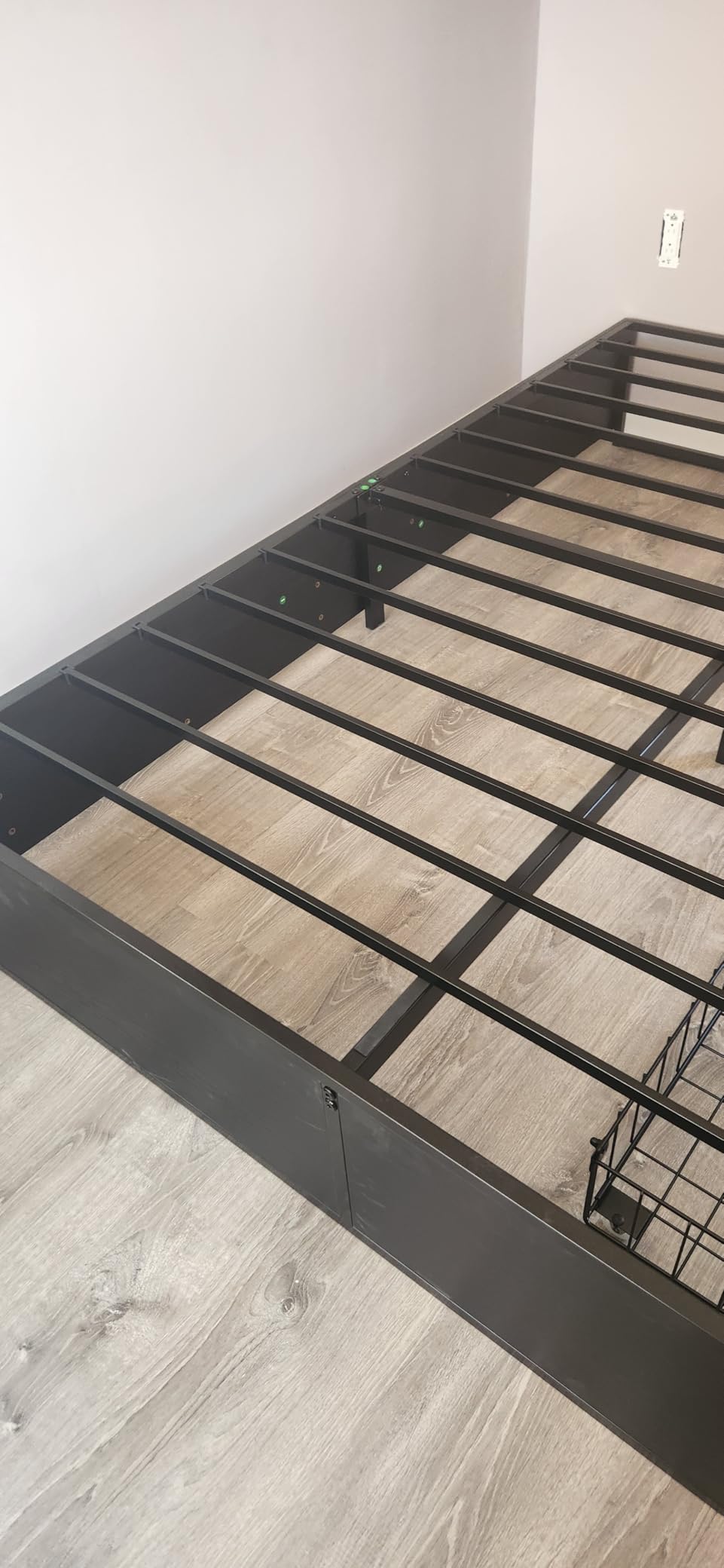 SHA CERLIN Full Platform Bed Frame with 2 Large Storage Drawers, Black | Heavy Duty Metal & Rustic Wood, Noise-Free, No Box Spring Needed customer photo 2