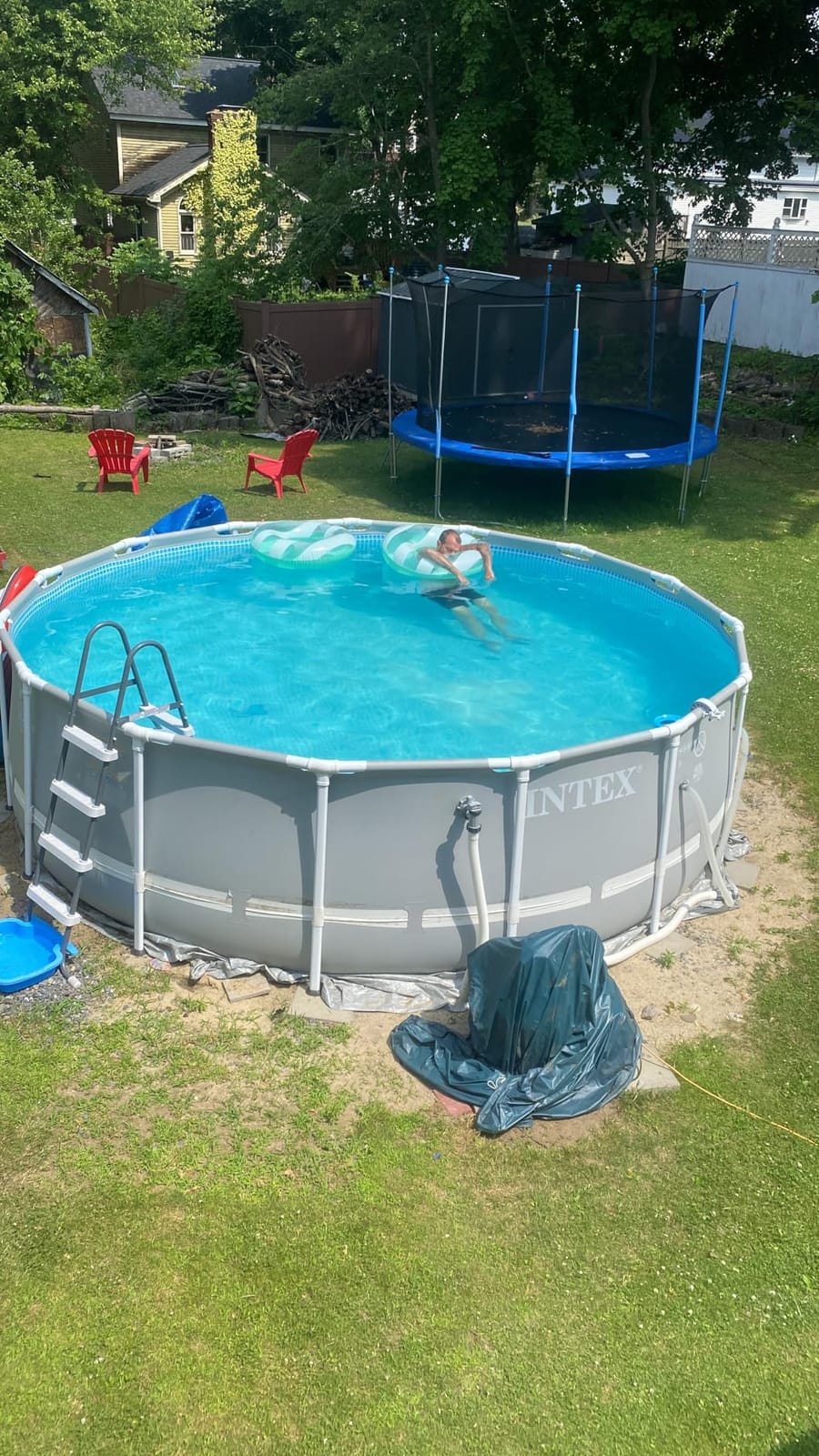 INTEX Ultra XTR 18ft x 52in Round Above Ground Swimming Pool Set w/Pump | 26329EP - 2100 GPH Sand Filter Pump, Ladder, Pool Cover & Ground Cloth Included - Strong Galvanized Steel Frame customer photo 1