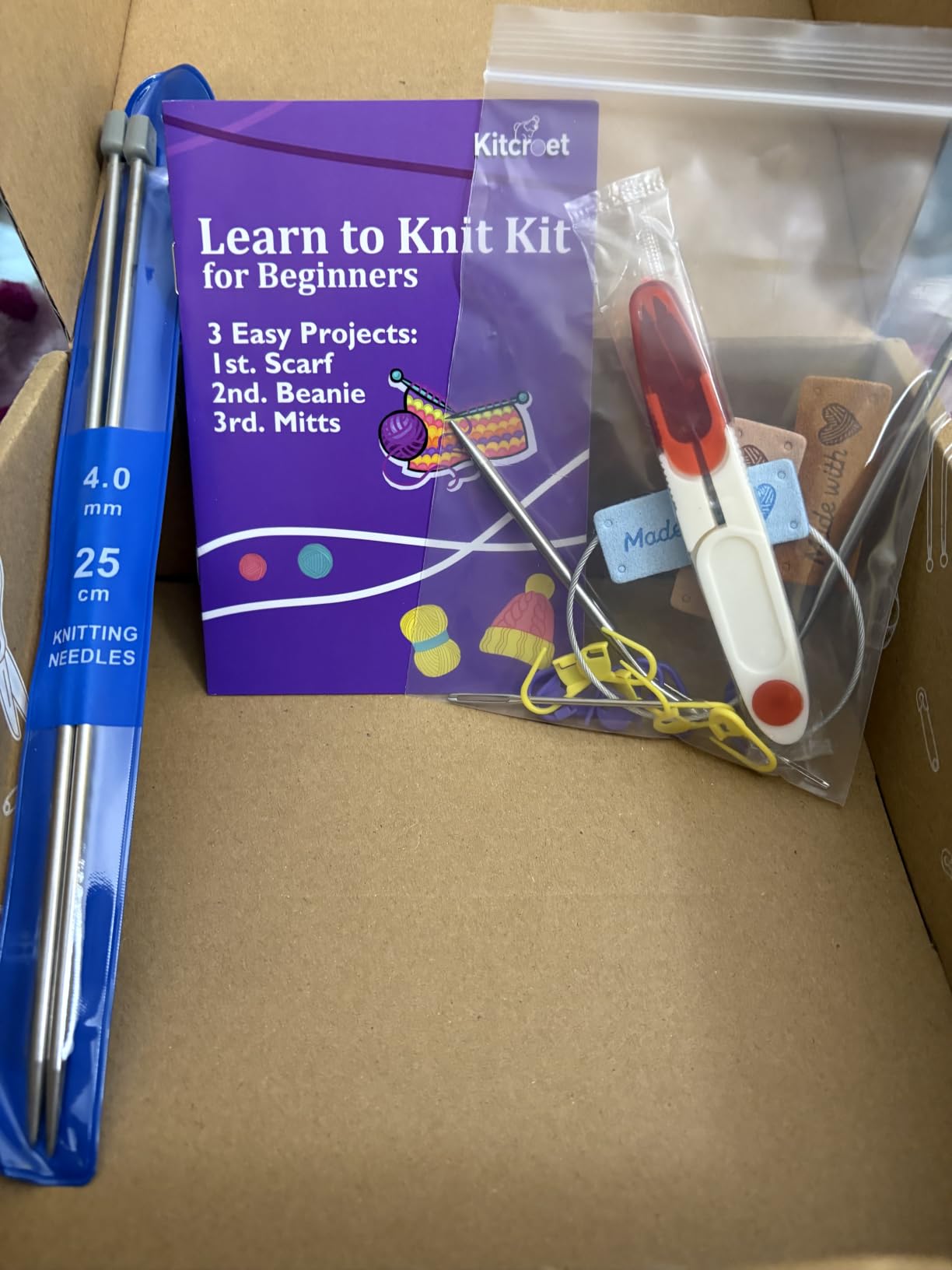 Complete Knitting Kit for Beginners, Scarf, Hat & Gloves, Amethyst Ombre | Kitcroet Knitting Kit Video Tutorials & Written Guide; 2 Types of Needles & Knitting Accessories; 25% Extra Yarn Included customer photo 2