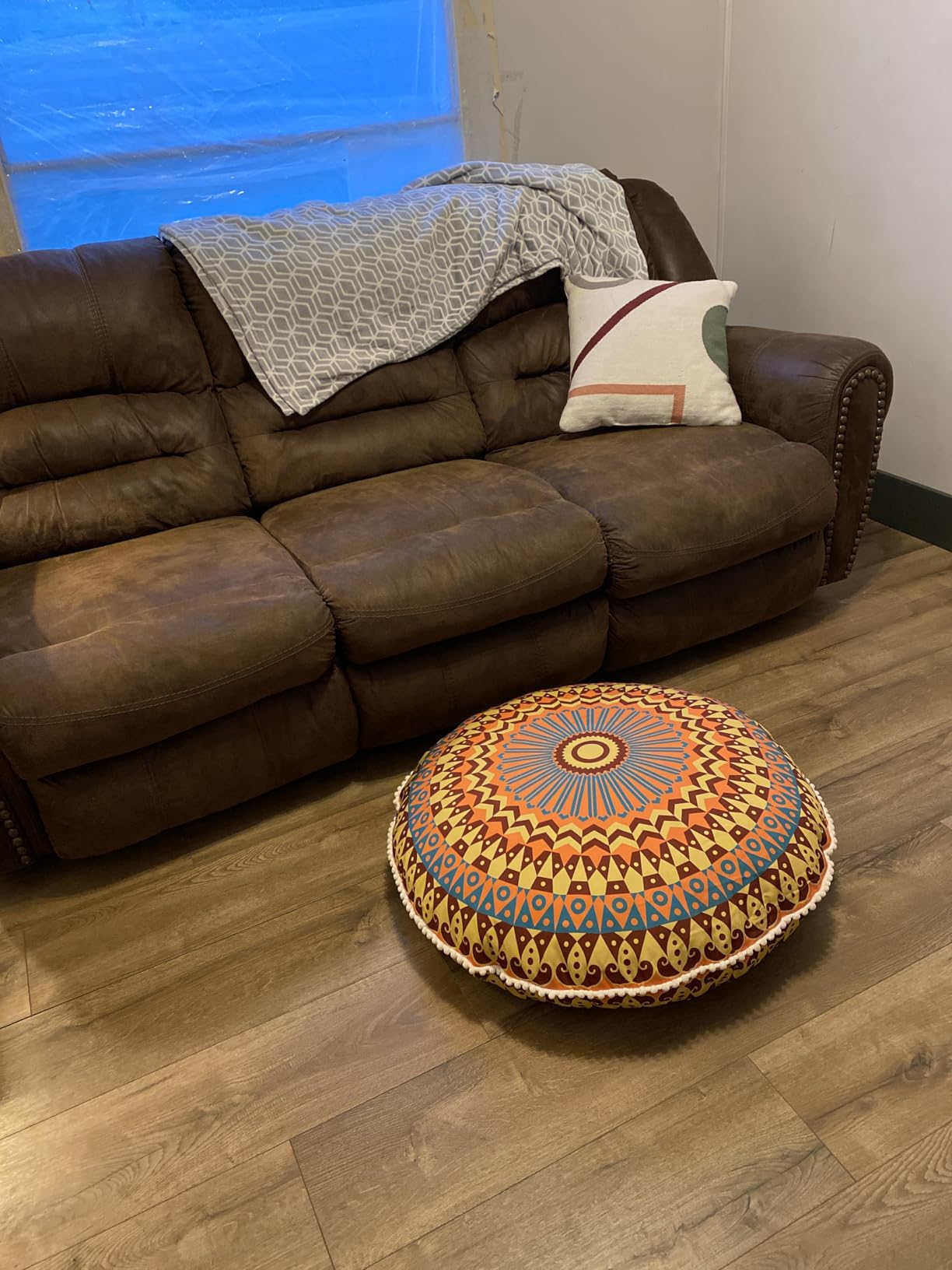 LOVMOC 32 Inch Round Floor Pillow for Adults, Large Thick Memory Foam Boho Mandala Meditation Floor Seating Cushion, Machine Washable for Living Room Outdoor Yoga Floor Sitting, Green customer photo 2