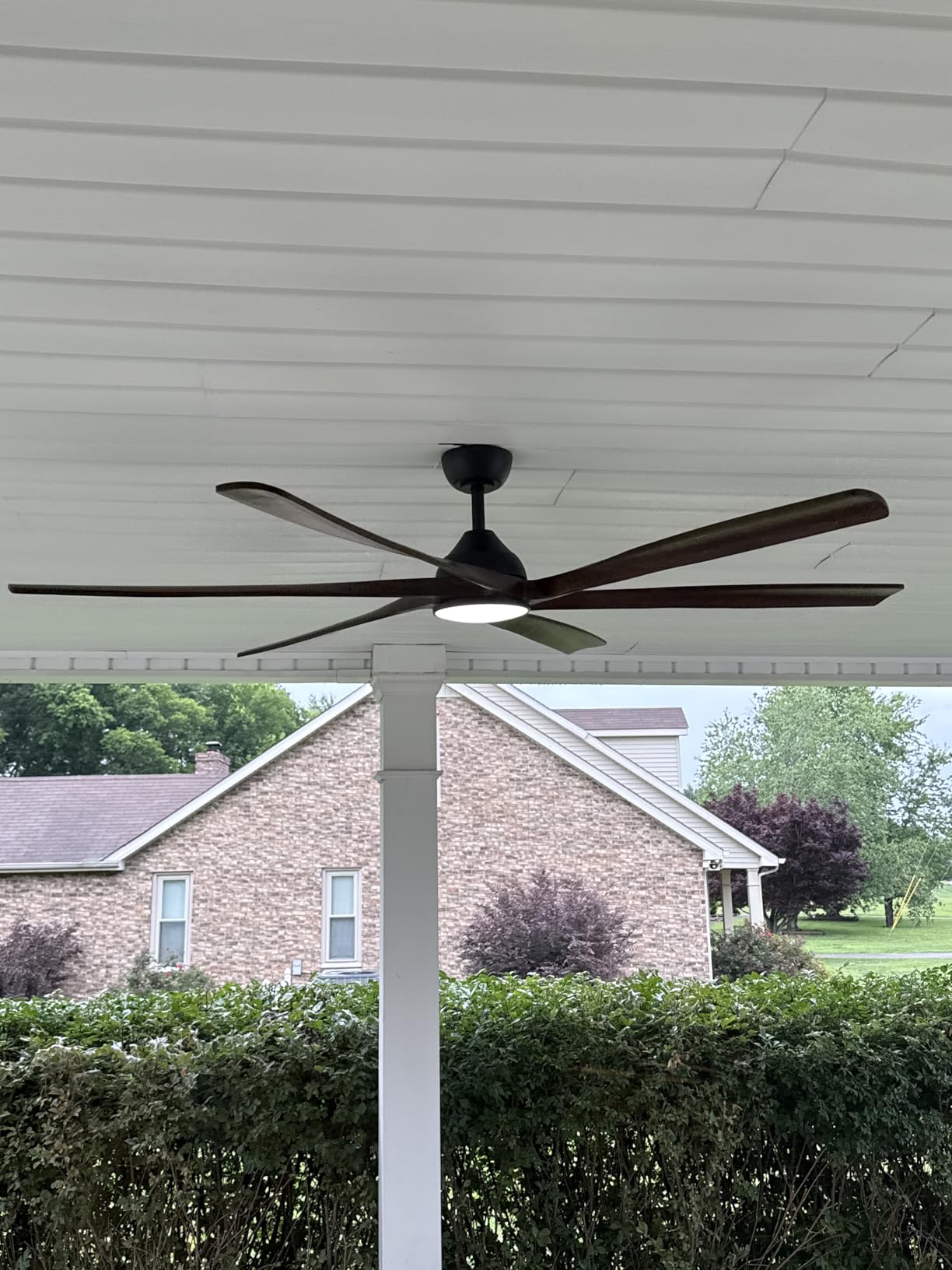 60 Inch Smart Outdoor Ceiling Fan with Light, Propeller 6 Soild Wood Blades | Rustic Farmhouse Style, Alexa/Tuya App/Remote Control, High CFM, Quiet DC Motor, Damp Rated for Large Room Patio Porch Gazebo customer photo 1