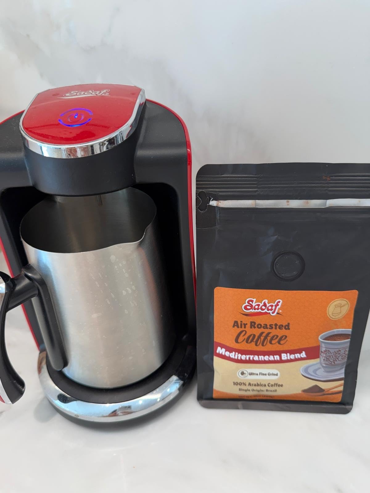 Sadaf One-Touch Mediterranean Coffee Maker - Electric Turkish, Greek, and Armenian Coffee Machine - Stainless Steel Coffee Maker - Foam Control & Overflow Sensor - Middle Eastern Cuisine - 250ml, Red customer photo 2