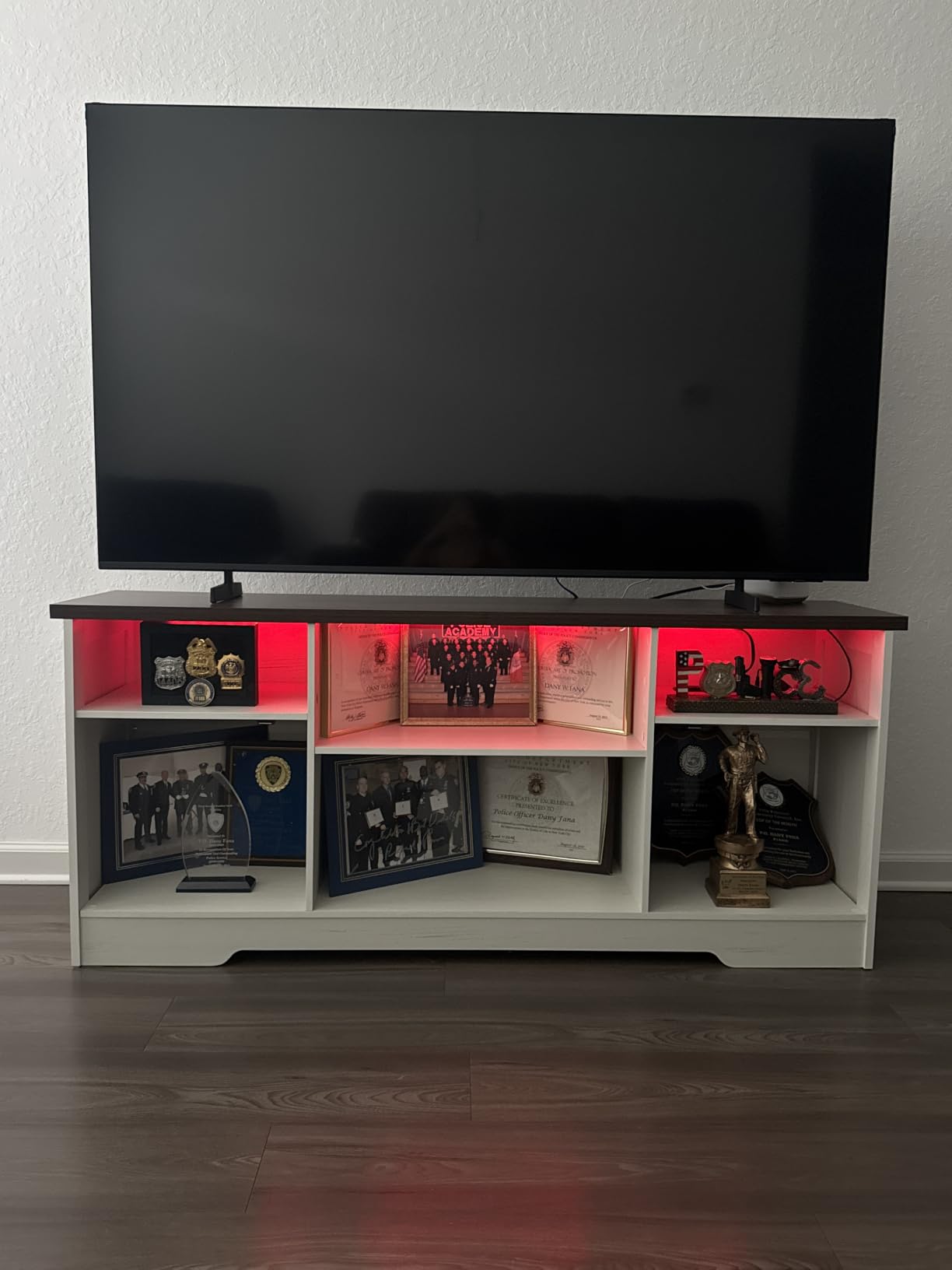 Casaottima TV Stand for 65 Inch TV, Entertainment Center with Power Outlet & LED Light, Storage Cabinets customer photo 2
