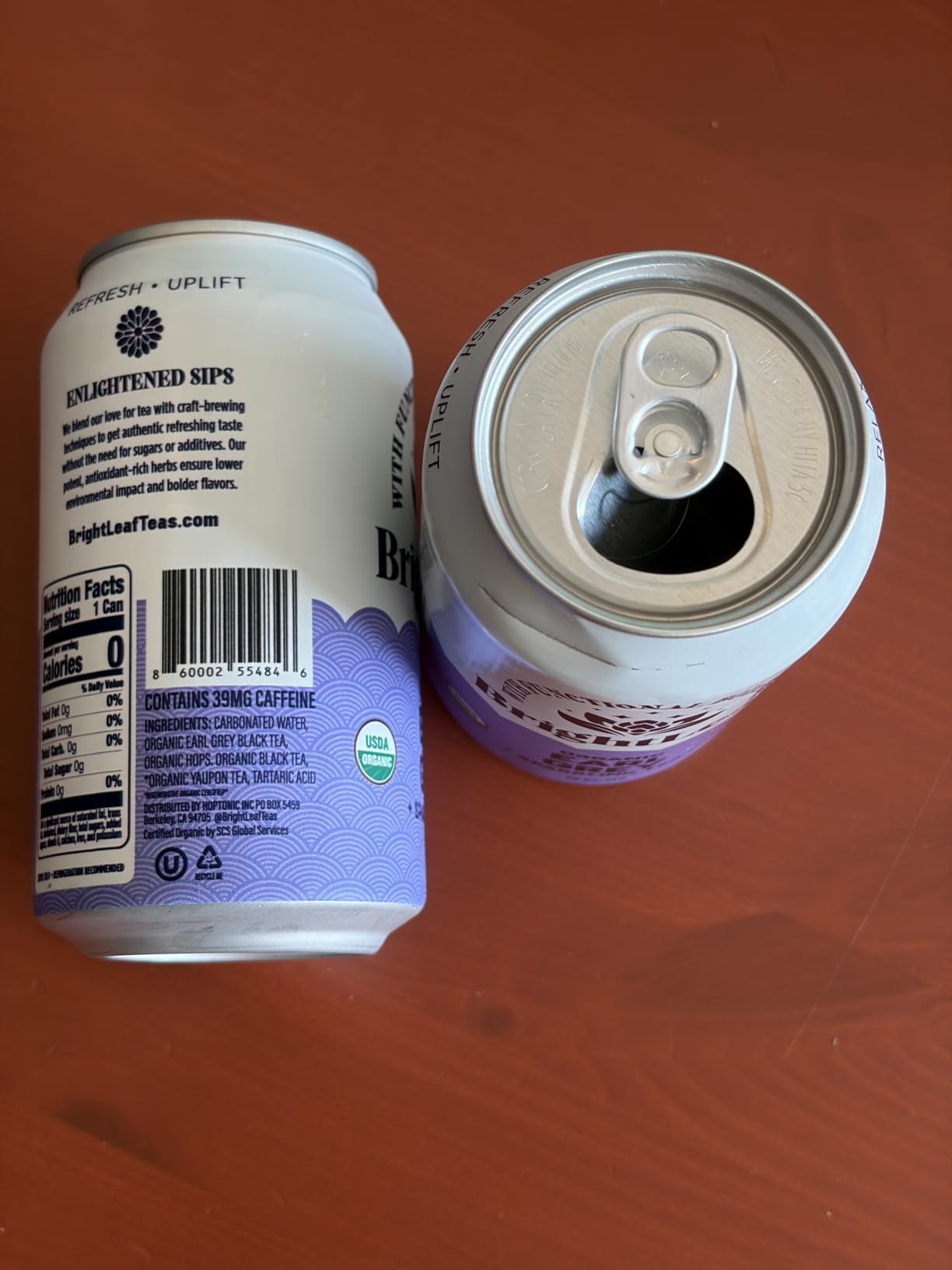 BrightLeaf Organic Sparkling Tea - Earl Grey Botanical Beverage - Zero Sugar, Lightly Caffeinated Flavored Sparkling Water & Alcohol Alternative for Focus & Energy, 12 Fl Oz Cans customer photo 1