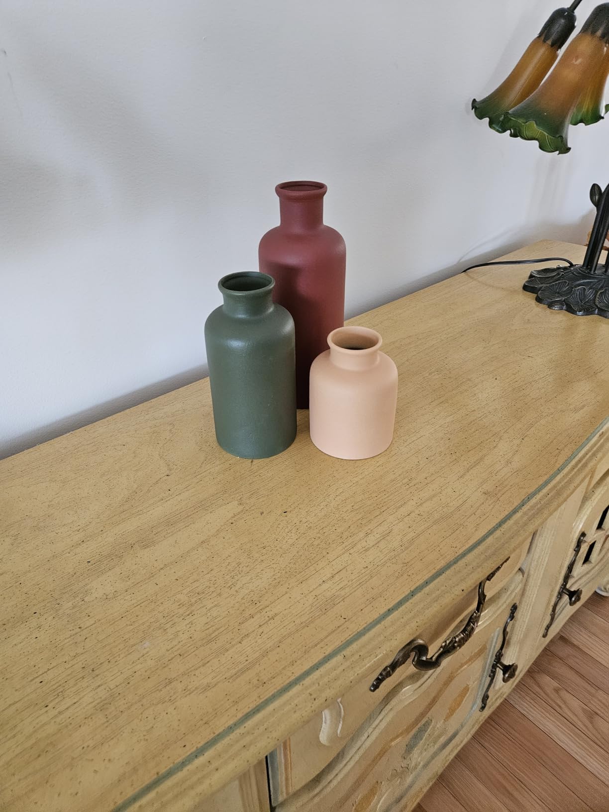 Modern Ceramic Vase Set of 3, Neutral Colors, Decorative Bottles for Home, Farmhouse Rustic Decor, Housewarming Gifts, Wedding Gifts, Bridal Shower Gifts, Birthday Gifts for Women (Green Mix) customer photo 2