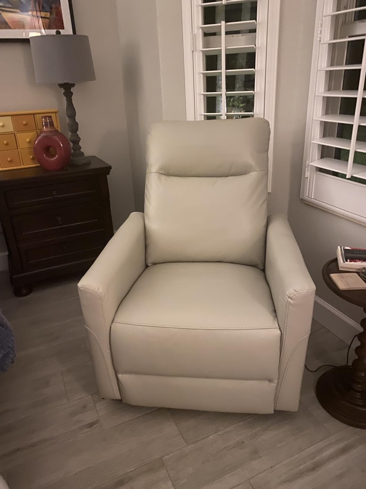 CHITA Power Recliner Chair for Adults, Electric Zero Clearance Wall Hugger Recliner for Small Spaces, Modern Living Room and RV Recliner Chair with Adjustable Power Headrest & Charging Ports, Cream customer photo 1
