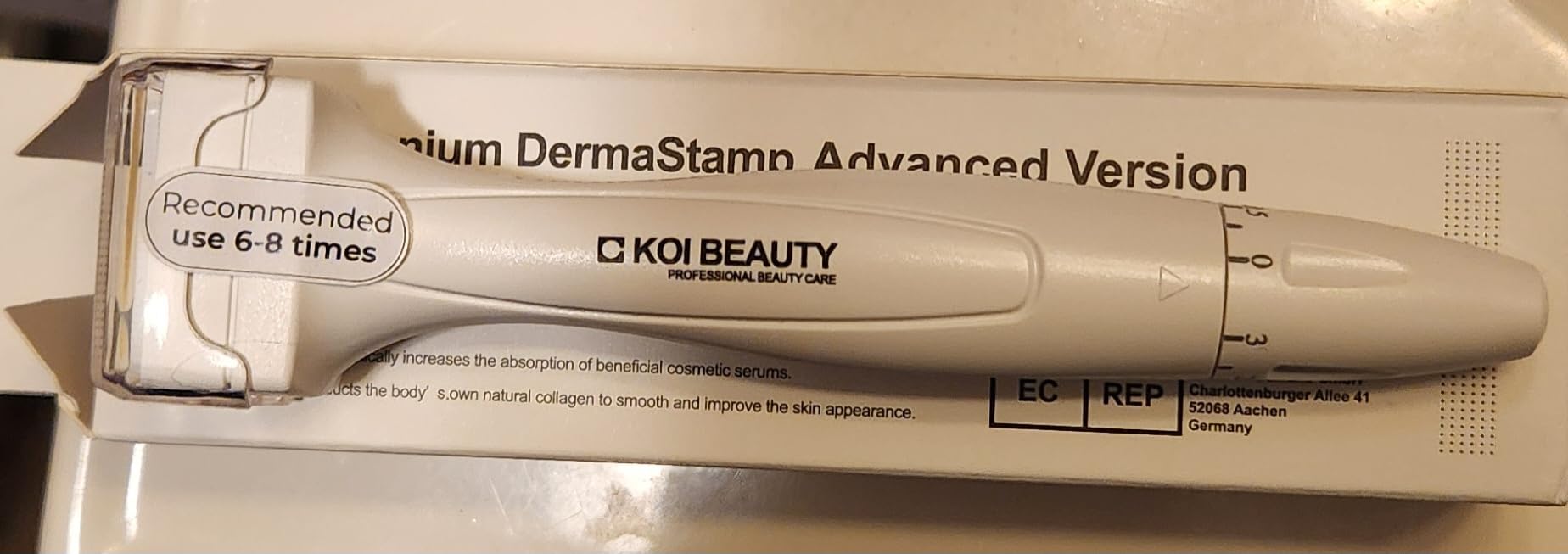 Koi Beauty Premium Derma Stamp, Manual Microneedling for Face Body Scalp, Titanium Microneedle Stamp Pen, Skincare Tool for Men and Women - White customer photo 2