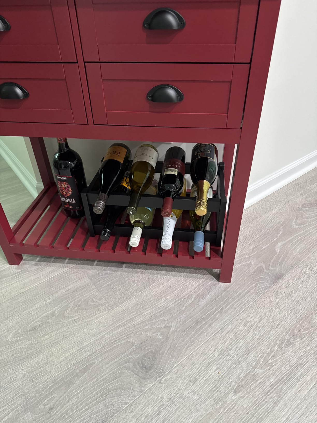 Wine Rack Freestanding Floor, 6-Tier Display Wine Storage Shelf | Holds 24 Bottles, Sturdy Wine Bottle Holder with Table Top,Bamboo Wine Racks for Kitchen Dining Room Bar,Easy-Assembly,Walnut customer photo 1