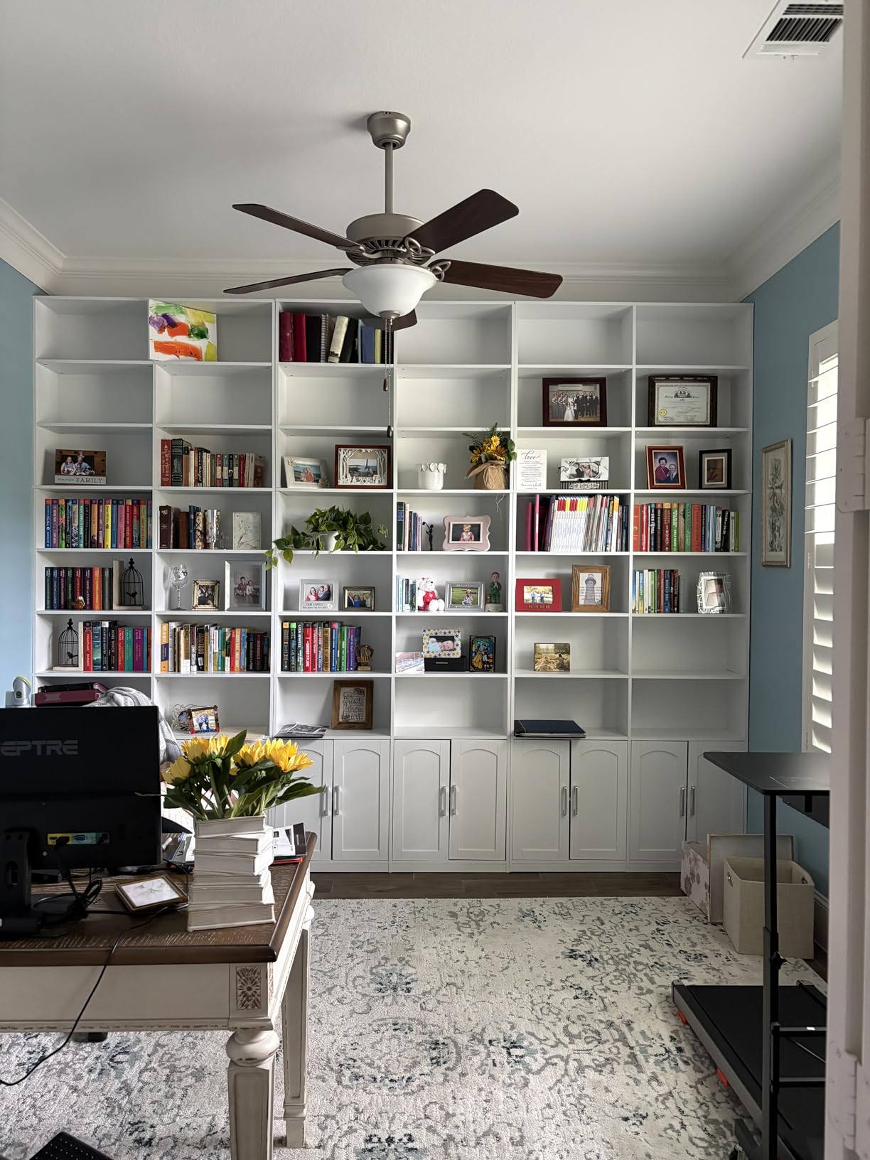FACBOTALL Bookshelf and Bookcase with Doors, Double Wide Large Bookshelves customer photo 2