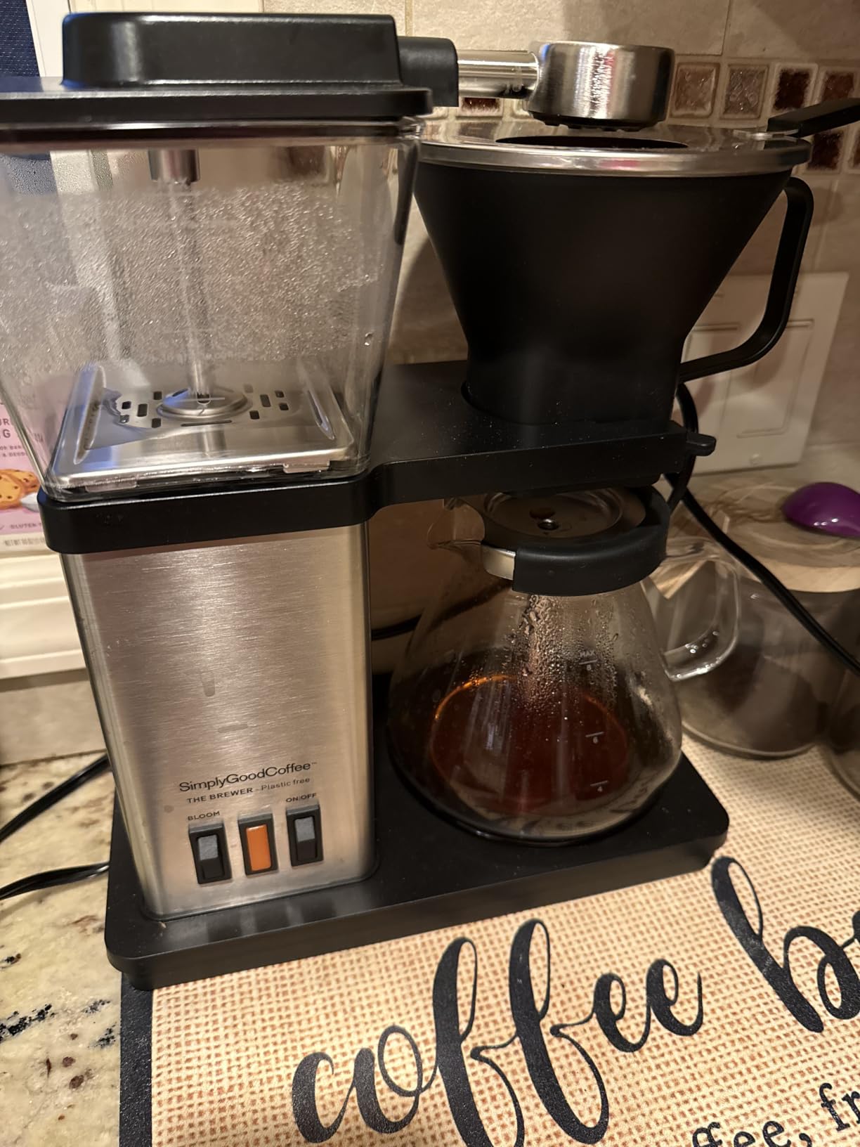 SimplyGoodCoffee THE BREWER - Plastic-Free. Coffee Maker/Coffee Machine. 8 Cup Automatic Drip Pour Over Coffee Brewer. Brewer Free of Plastic, Gold Cup Standard. Black/Stainless Steel customer photo 2