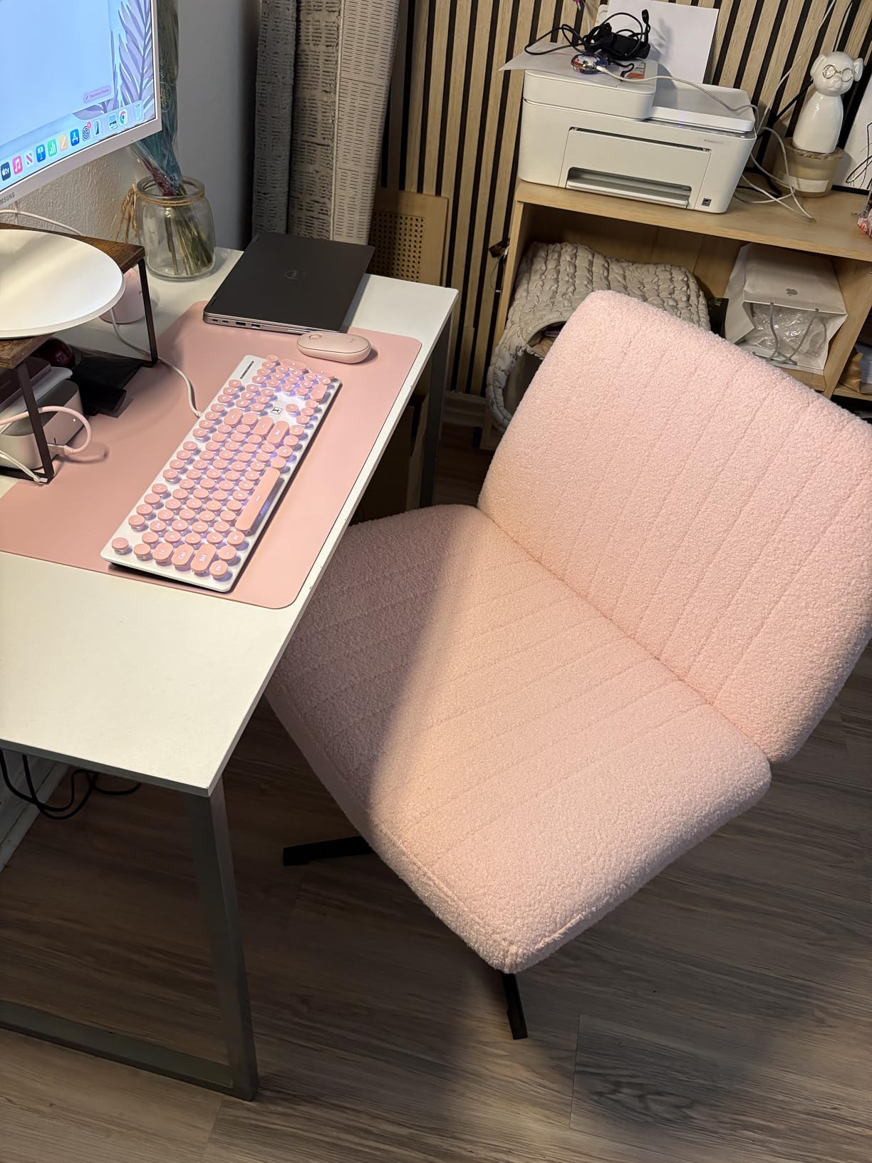 FDW Criss Cross Chair Armless Cross Legged Office Desk Chair Adjustable Swivel Ergonomic Desk Chair No Wheels customer photo 1