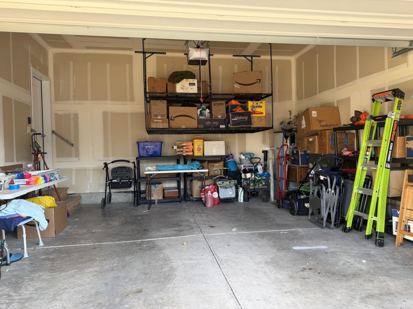 FLEXIMOUNTS 4x8 2-Tier Overhead Ceiling Garage Storage Rack, Black | Heavy-duty metal, 1000 lb capacity, Adjustable height, Double-layer storage, 9-15 ft garage, Organization system customer photo 1
