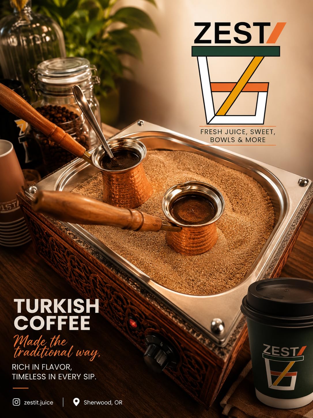 Traditional Handcrafted Copper Sand Coffee Maker Machine - W/ 5-Pots - 1000 Watt, 110 Volt - Authentic Turkish Coffee Experience rich in foam customer photo 1