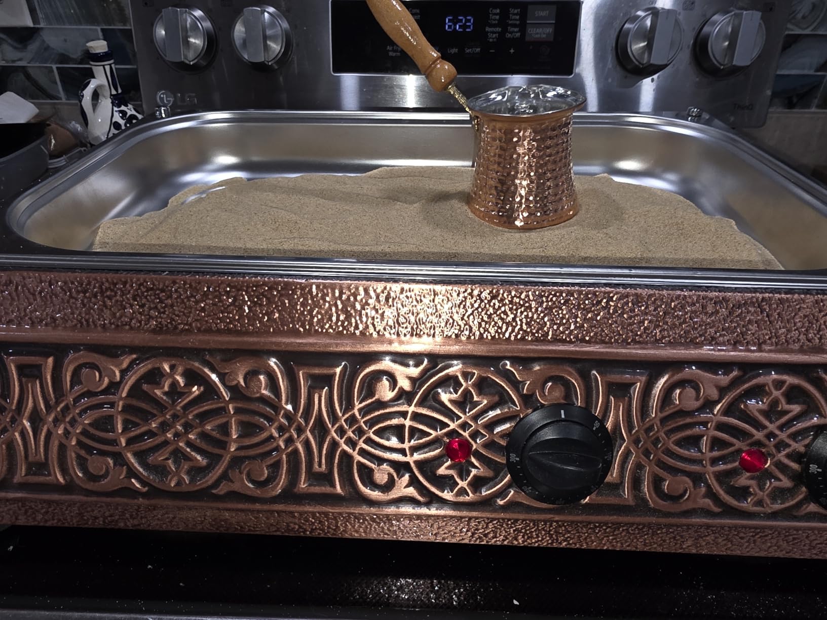 Traditional Handcrafted Copper Sand Coffee Maker Machine - With 8-Pots - 2000 Watt, 110 Volt - Authentic Turkish Coffee Experience rich in foam customer photo 2