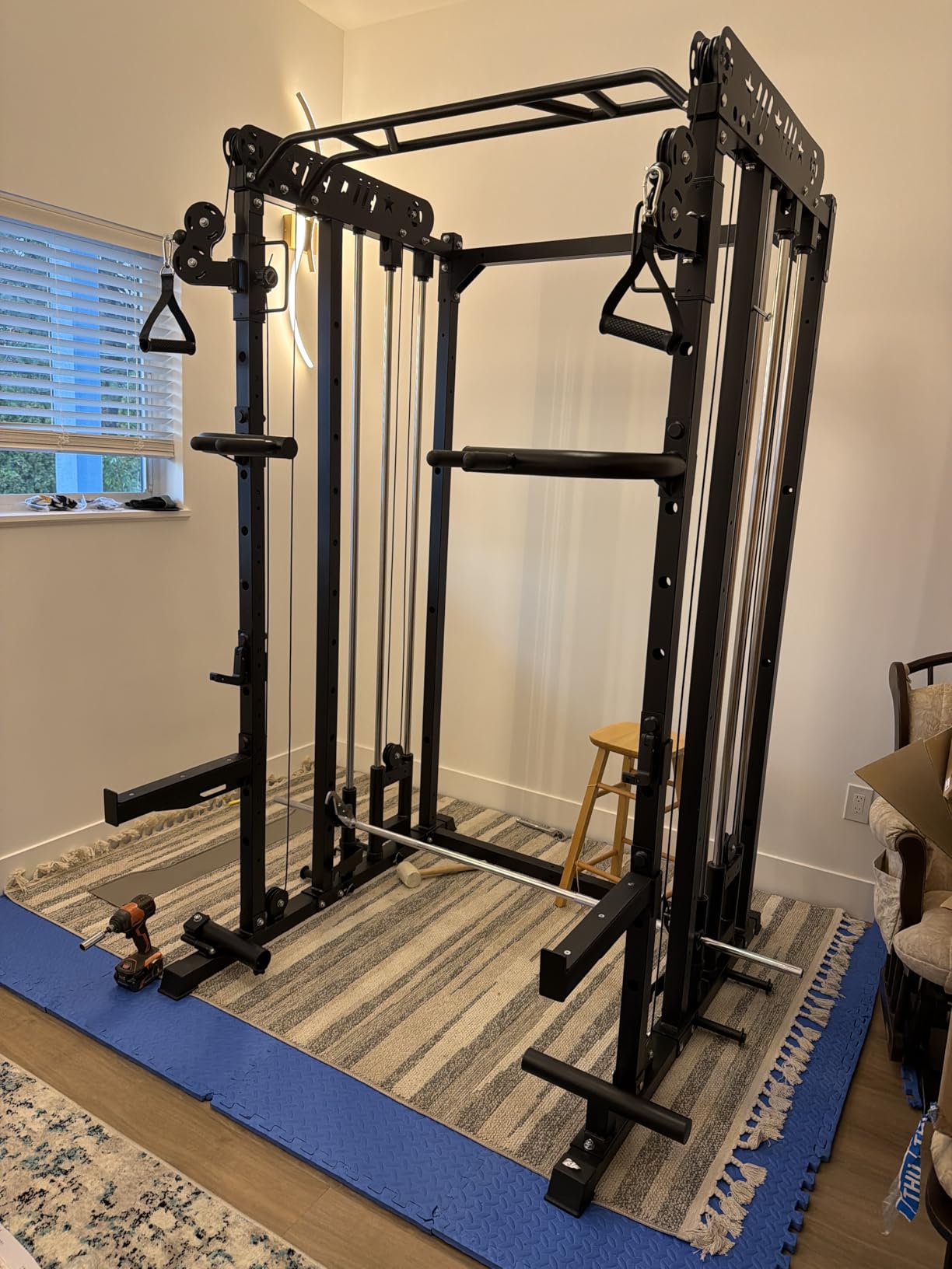 JELENS Smith Machine for Home Gym, Multi-Function M12 Power Cage with Cable Crossover System, Squat Rack with Smith Bar and More Attachment customer photo 1