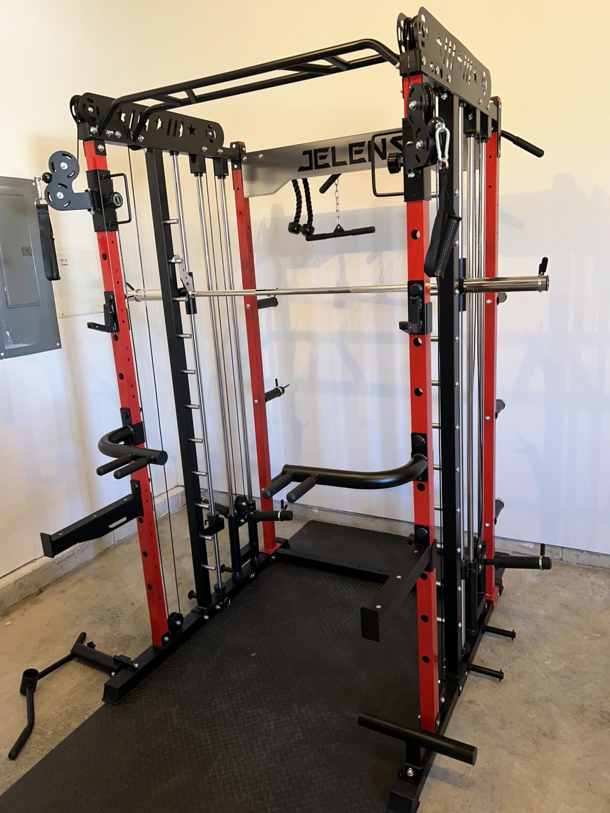 JELENS Smith Machine for Home Gym, Multi-Function M12 Power Cage with Cable Crossover System, Squat Rack with Smith Bar and More Attachment customer photo 2