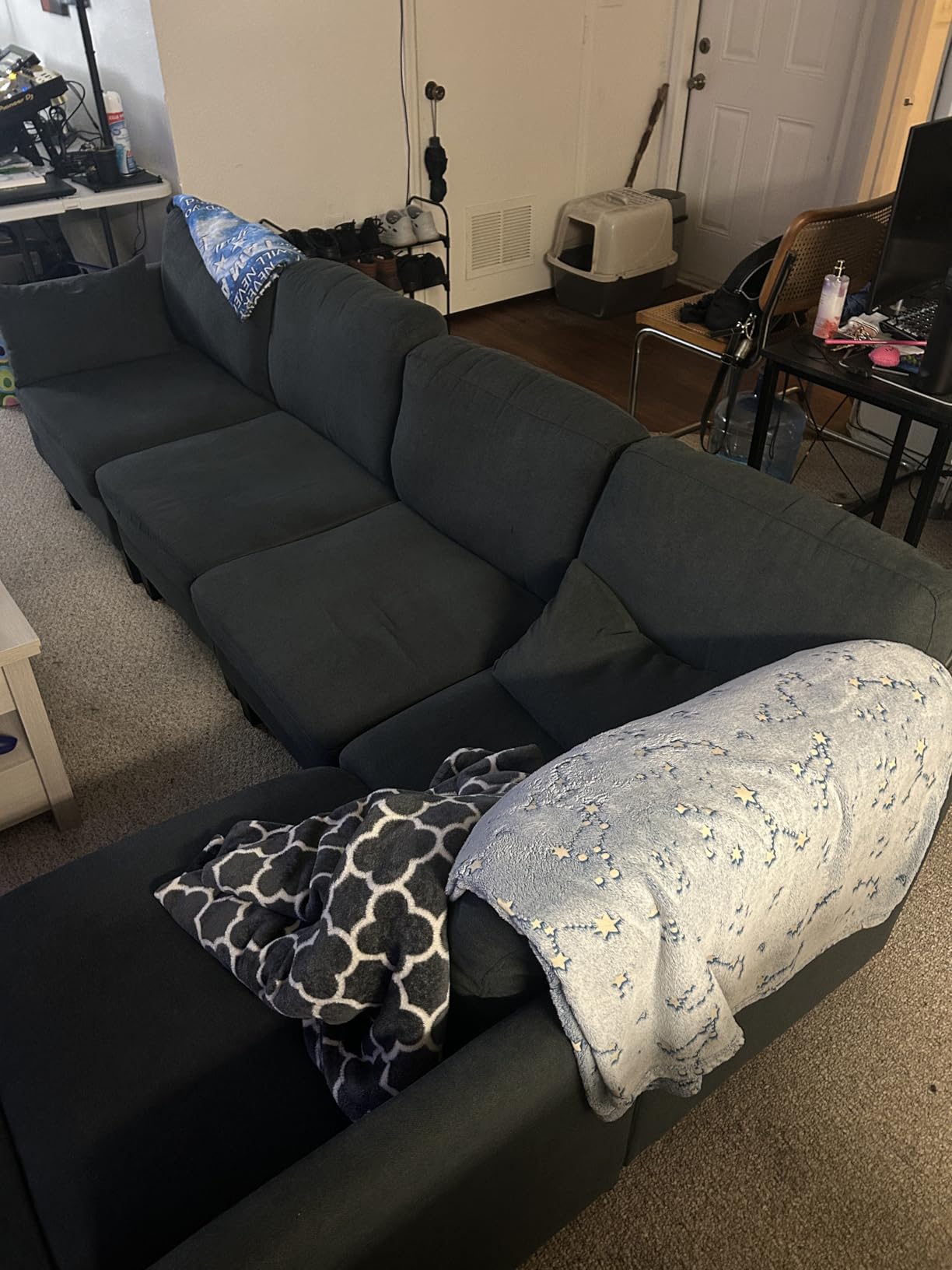 Sectional Sleeper Sofa, 6 Seaters Modular Sleeper Sofa Couch, Comfy Sectionals Couches Bed, Convertible Sofas with Ottomans, Modular Sectional Couches for Living Room, Dark Grey customer photo 1