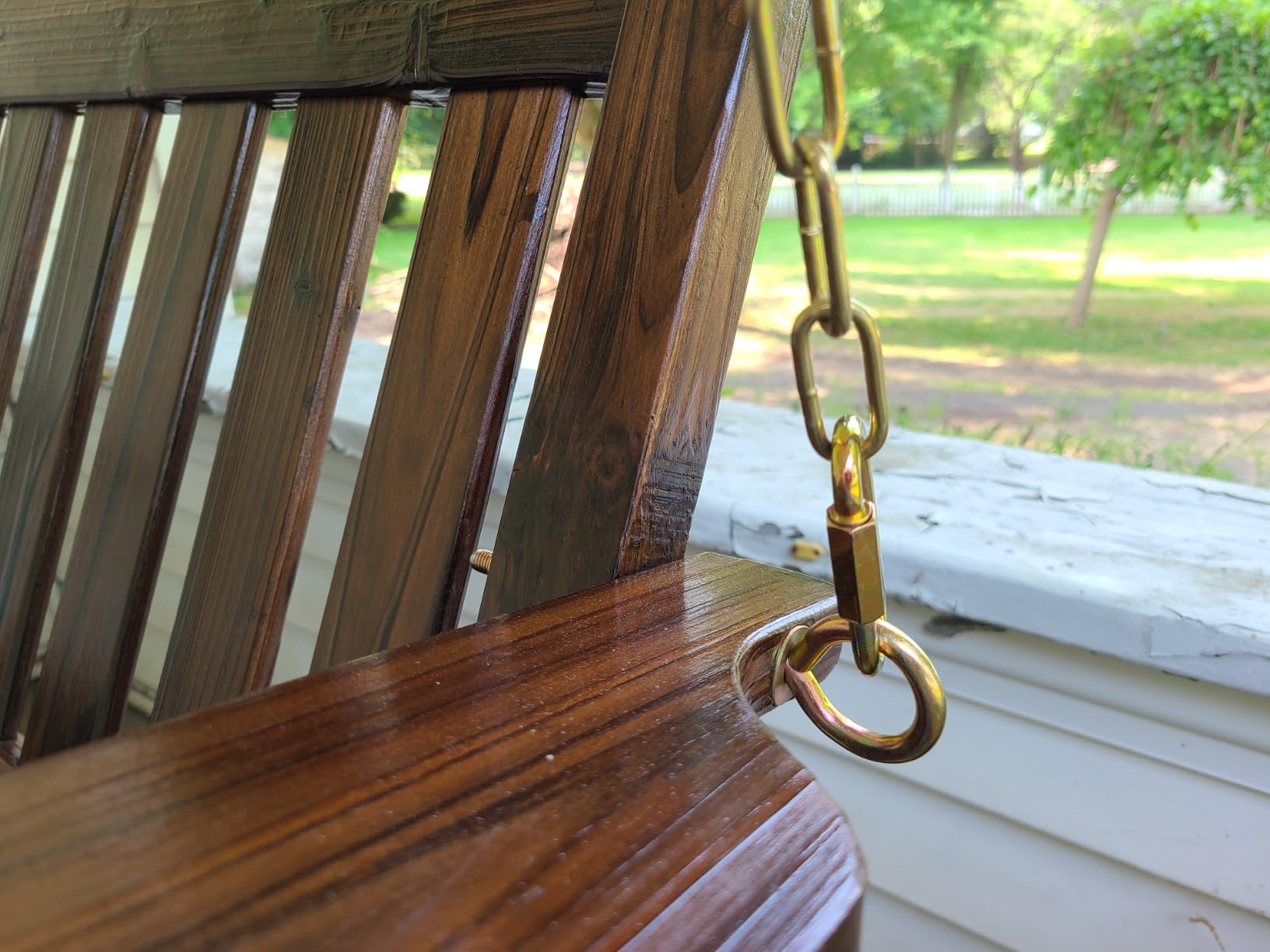 Anraja Wooden Porch Swing 2-Seater Bench Swing with Hanging Chains Heavy Duty 800 LBS for Outdoor Patio Garden Yard, Large 4 Ft, Brown customer photo 2