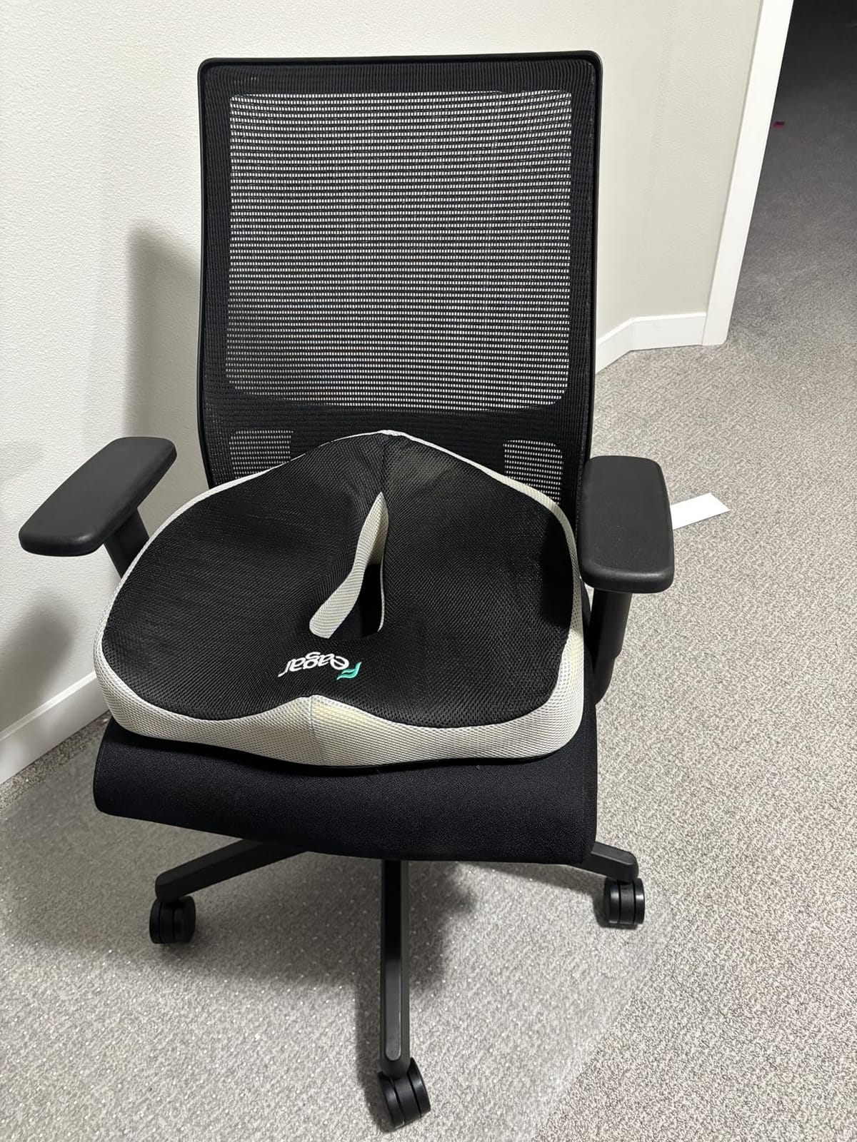 Ergonomic Seat Cushion - Hollow Memory Foam Tailbone Cushion | for Office Chair, Car Seat and Wheelchair - Wedge Chair Pad for Tailbone Pain Relief Hip & Lower Back Comfort, Black customer photo 2