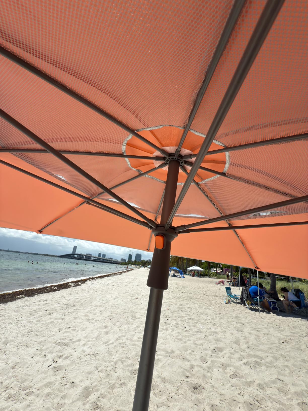 Handy Beach Umbrella with 10 Second Easy Setup Hammer In Anchor - 7ft Large Portable Heavy Duty High Wind Stability Beach Umbrellas For Sand-ASTM F3681 Safety Tested-Silver Coated UPF 55 customer photo 2
