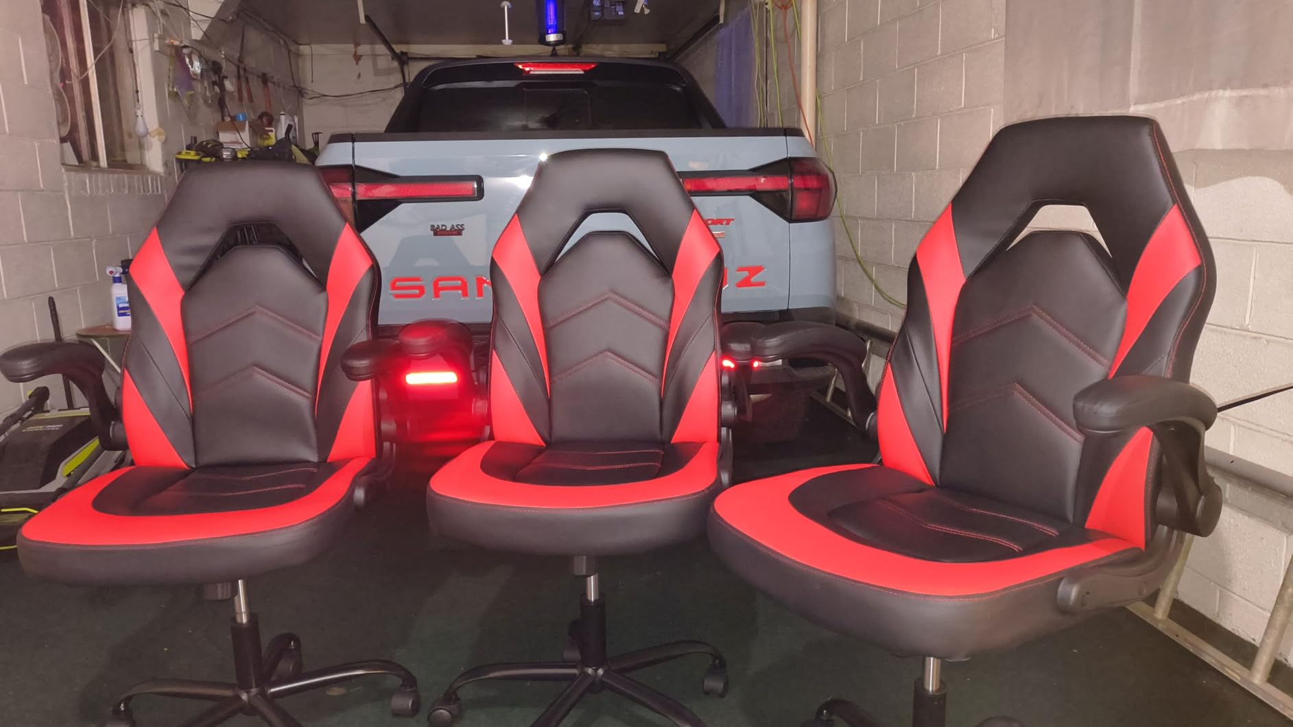 DUMOS Video Game Chair, Ergonomic Computer Desk Chair, Lumbar Support | Flip-Up Armrest Height Adjustable, PU Leather Swivel Wheels for Kids Adults, Scarlet Red customer photo 1