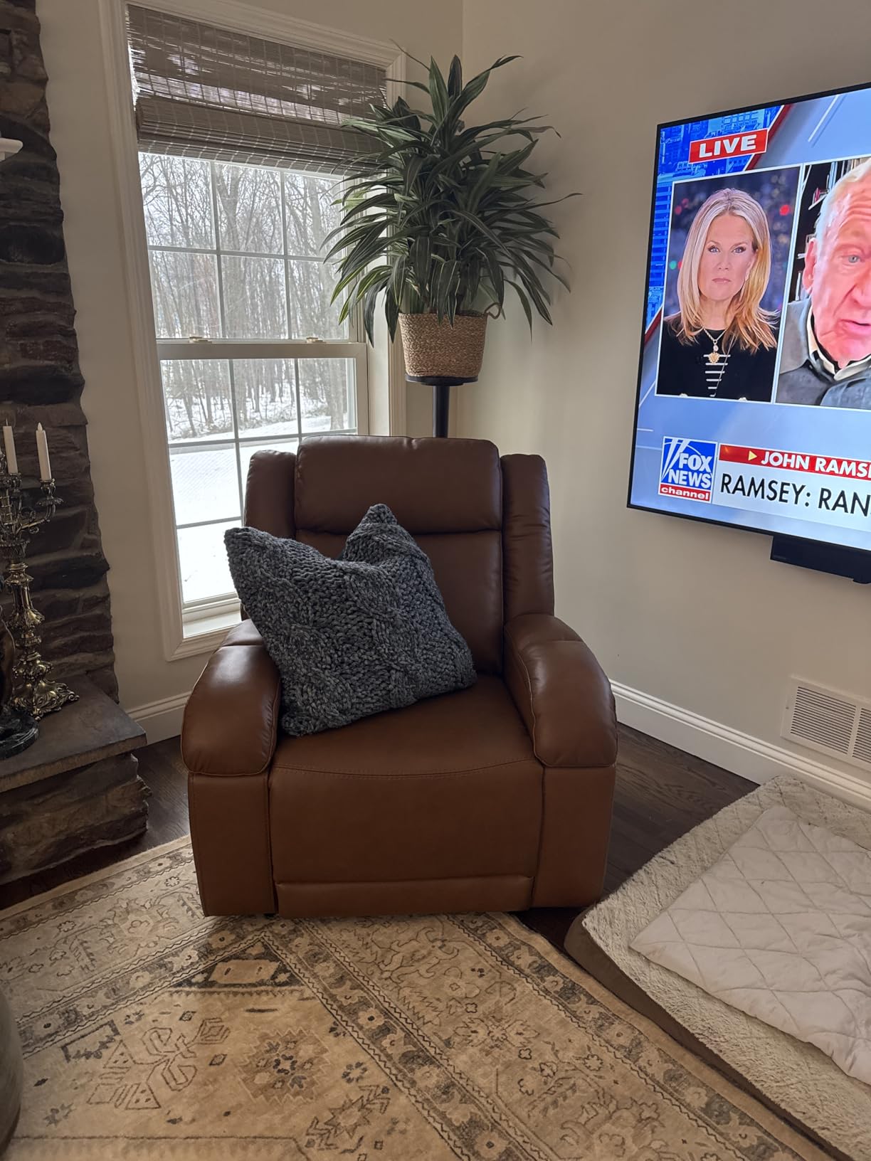 Watson & Whitely Oversized Genuine Leather Power Recliner Chairs for Big and Tall, Wall Hugger Recliner with Power Headrest & Charging Ports, Extra Large Reclining Chair for Living Room, Dark Brown customer photo 1