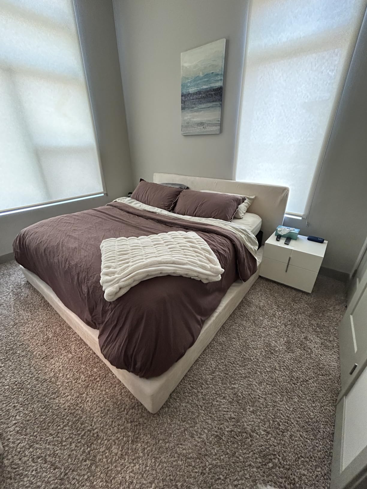 RECCI AirFrame Queen Upholstered Bed Frame with Plush Padded Headboard, 360 Degree Soft Foam Surround, Low Profile Cloud Bed Frame, No Box Spring Required, Easy Assembly customer photo 2