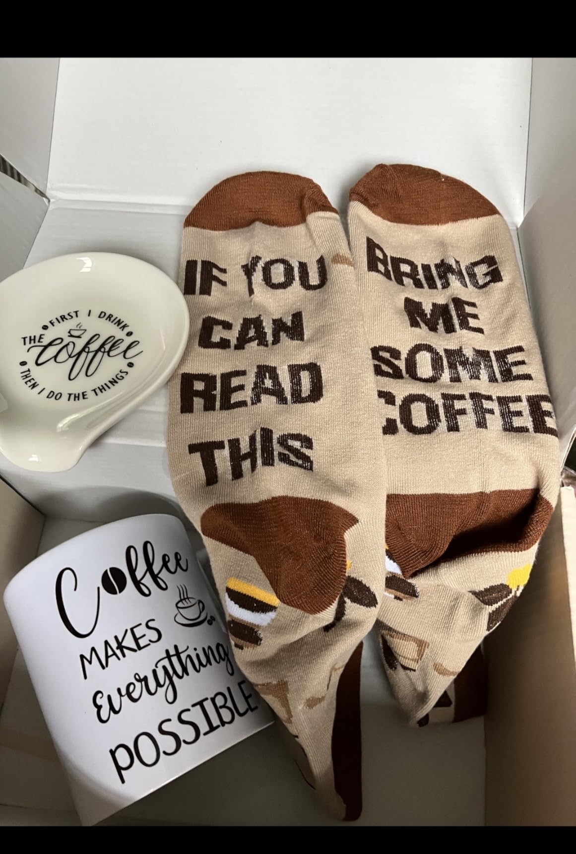 Coffee Lover Gifts for Women Men, Coffee Gift Basket for Birthday Christmas | Gift Ideas Includes Mug Spoon Rest Holder Candle Socks Sticky Notes Set customer photo 1
