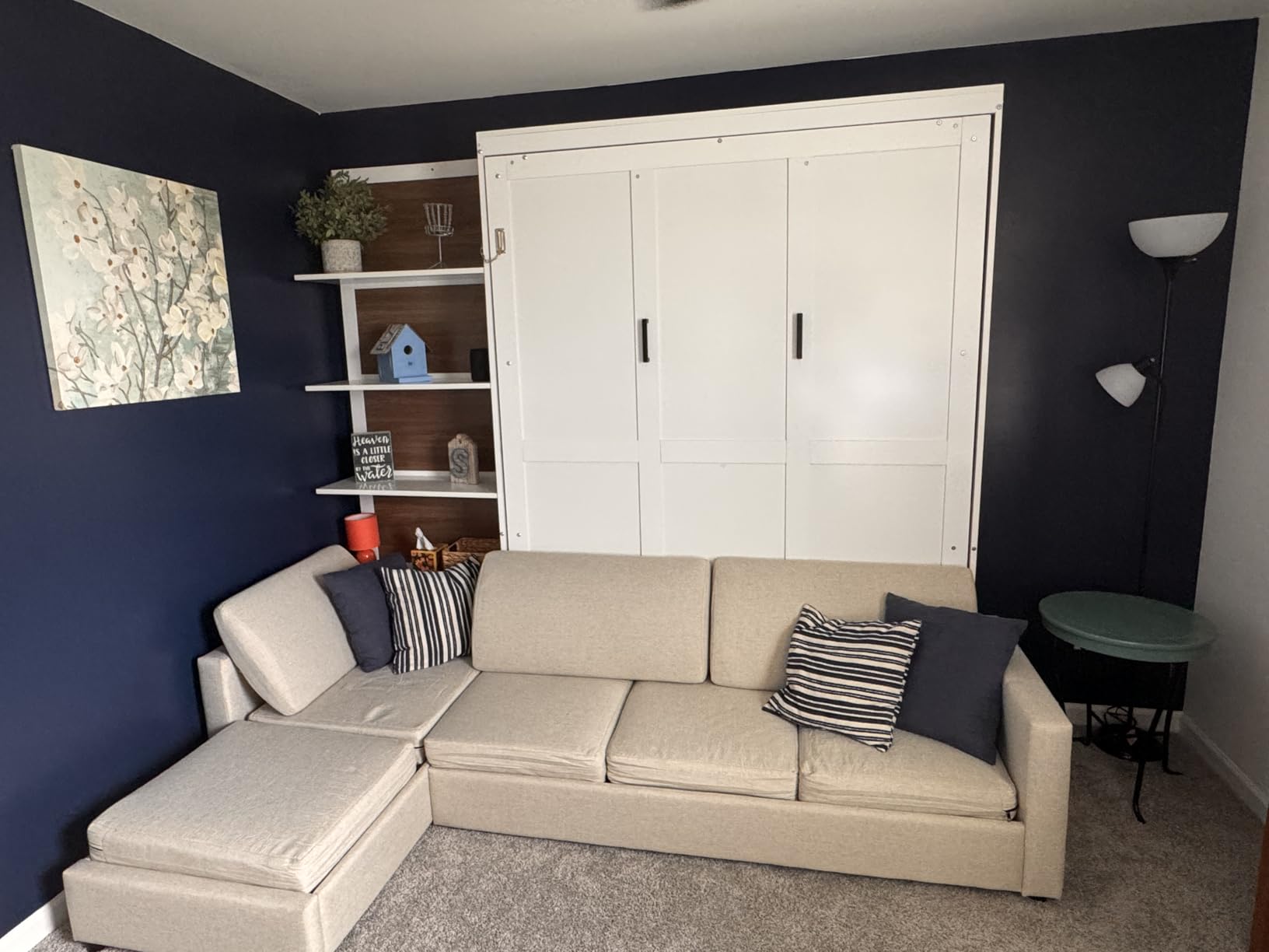 Quarte Queen Murphy Bed with Sofa & Desk, Dual-Piston, Storage Cabinet, Wall-Mounted, 600lbs, Cabinet Bed, Modern, White customer photo 1
