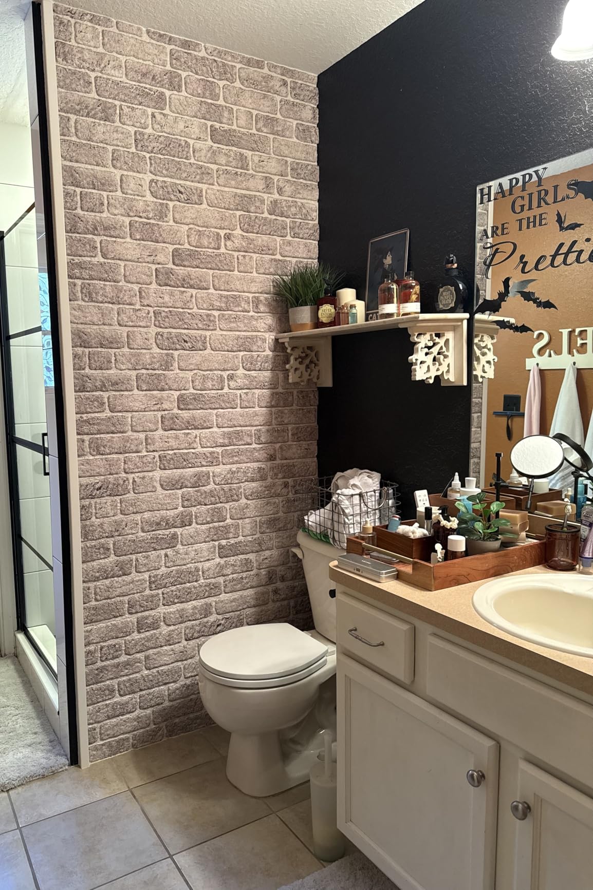 IZODEKOR 3D Wall Panels Brick Effect - Cladding, Stone Look, Styrofoam Facing for Living Room, Kitchen, Bathroom, Balcony, Bedroom, Back of Counter | Farmhouse Style (3 x Panels) - Covers 16 sq ft customer photo 2