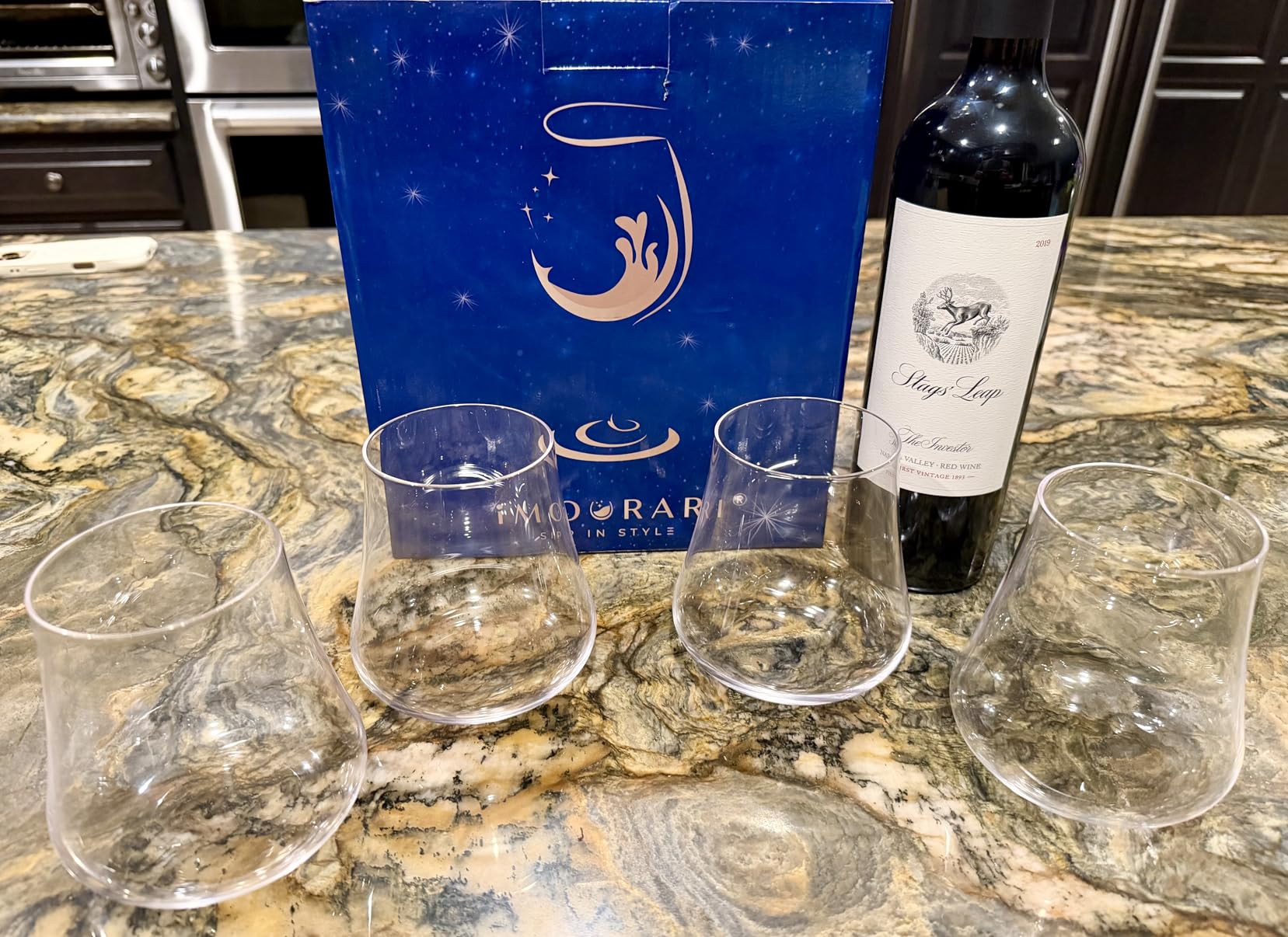 White Wine Glasses Set of 6, 13.5oz, Lead-Free, Dishwasher Safe | Hand Blown Crystal, Long Stem, Modern Square Design, Ready to Gift, Wedding Parties Christmas Daily Use customer photo 2