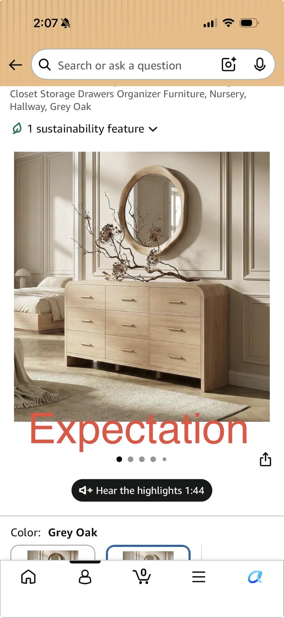 Curved 9-Drawer Dresser for Bedroom, 63