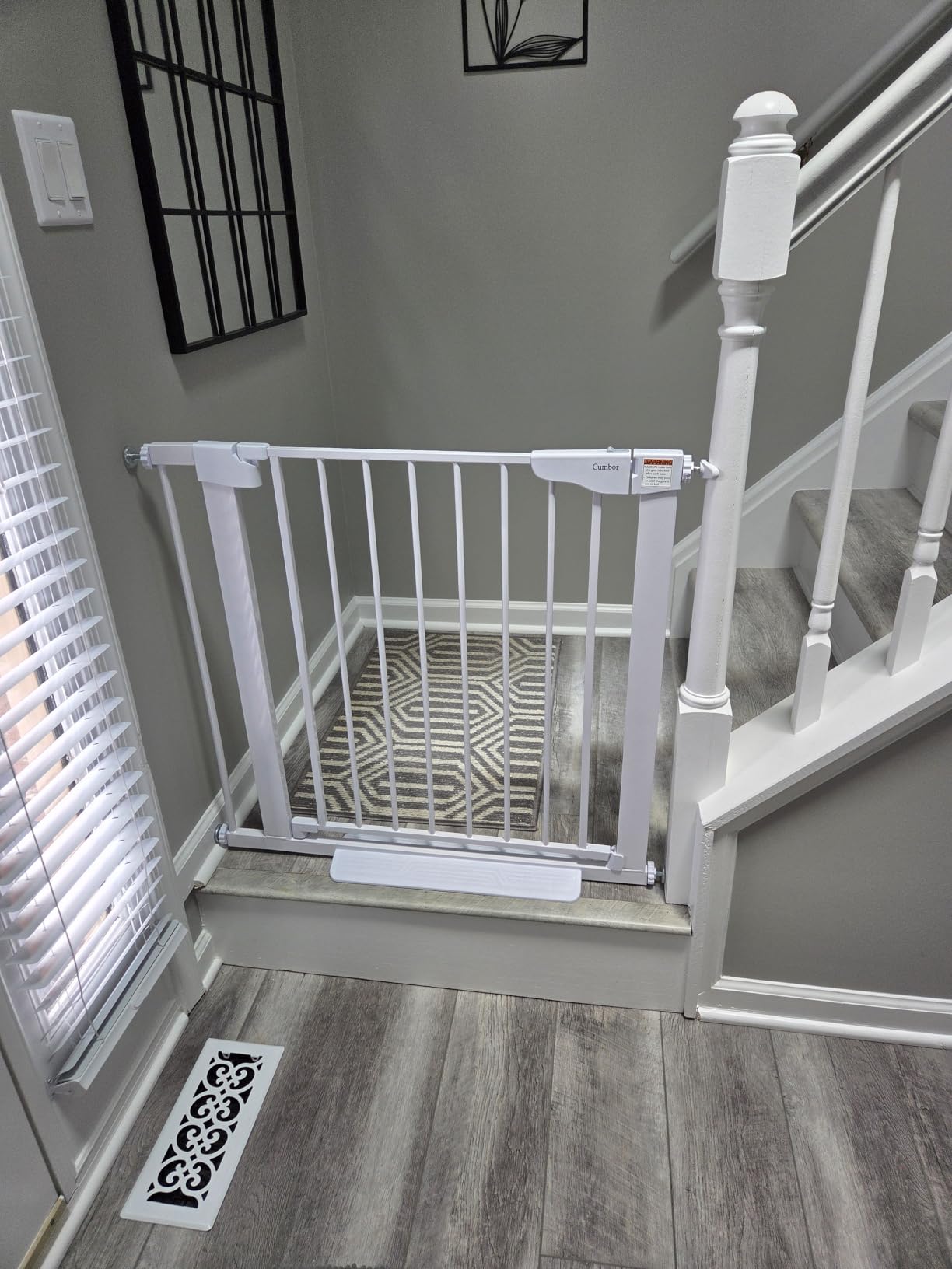 Cumbor 36.6-64 in Extra Wide Baby Gate for Stairs, Dog Gate Indoor, Black | Mom's Choice Awards Winner, Double Lock for Doorways, Auto Close Child Gate for Toddler & Pets, Pressure or Hardware Mounted customer photo 2