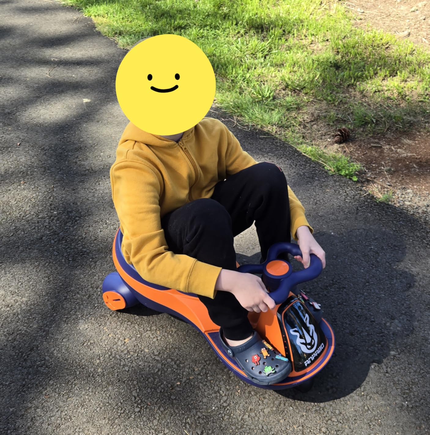 ANPABO 12V Electric Wiggle Car for Kids, 2 Seater, 2x75W Motor, Orange | 2 in 1 ride on toy for kids ages 3+, 2 speeds max 4.1 mph, anti-rollover, music & bluetooth, flashing wheels, 170 lbs customer photo 2