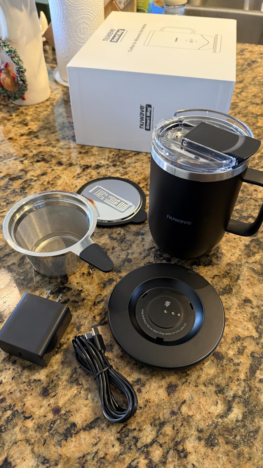 Nuwave Smart Heated Coffee Mug with Custom Brew Modes, Rechargeable, 16oz | Self Heating Temperature Control Mug with LED Display, Double-Wall Vacuum Insulation, 5-Hour Battery Life customer photo 1