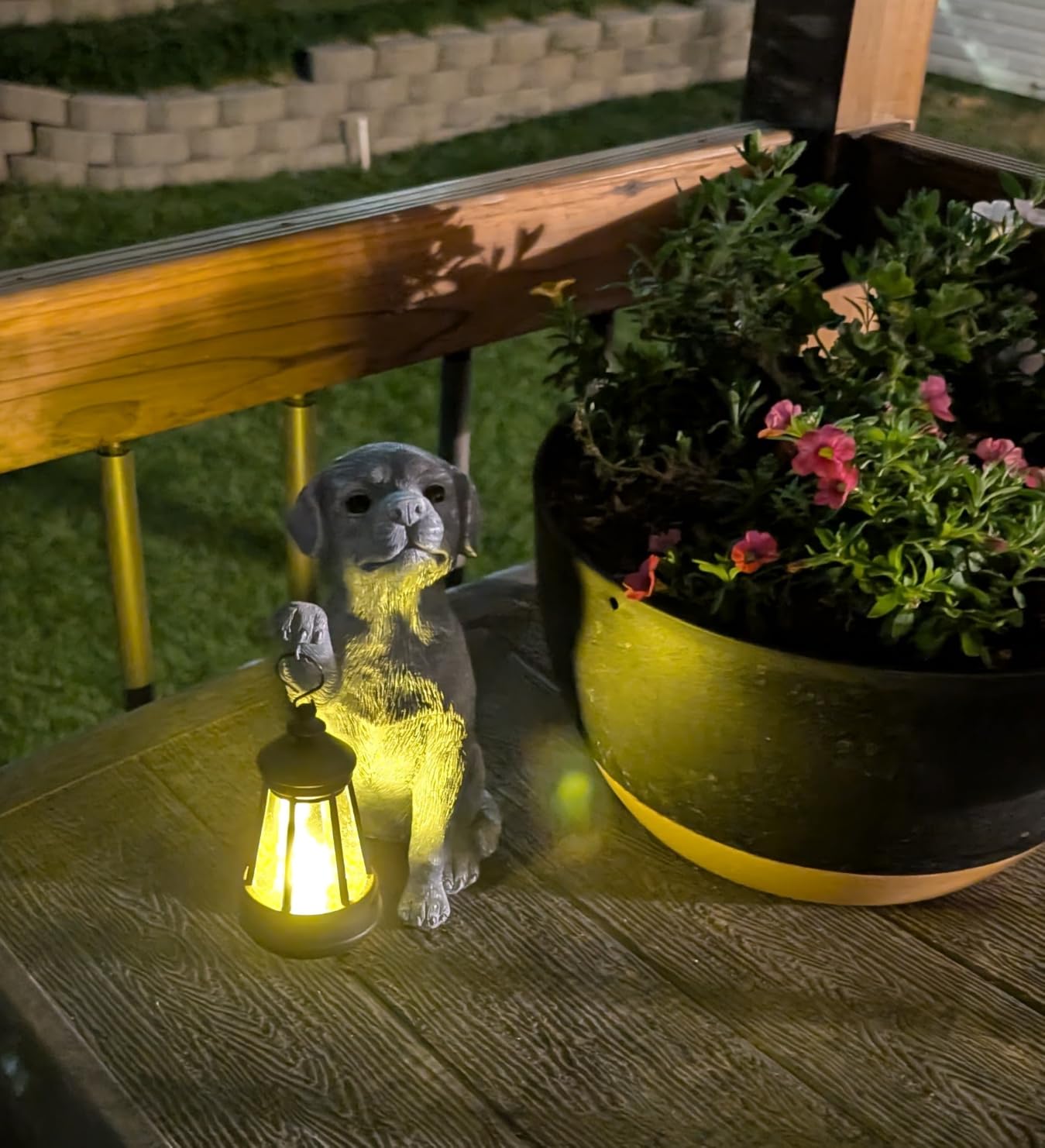 YODY Garden Statues Outdoor Garden Decor: Dog Statue with Solar Lantern for Yard Art Lawn Ornaments Porch Patio Balcony Home House - Birthday Gifts for Grandma Mom Women customer photo 1
