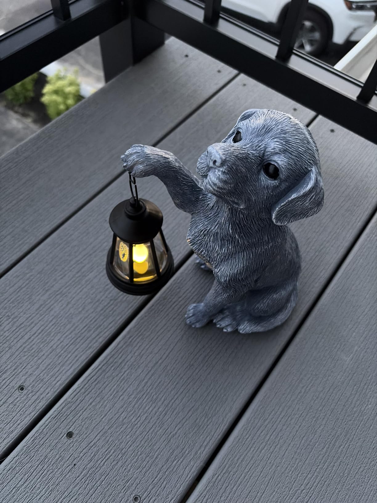 YODY Garden Statues Outdoor Garden Decor: Dog Statue with Solar Lantern for Yard Art Lawn Ornaments Porch Patio Balcony Home House - Birthday Gifts for Grandma Mom Women customer photo 2