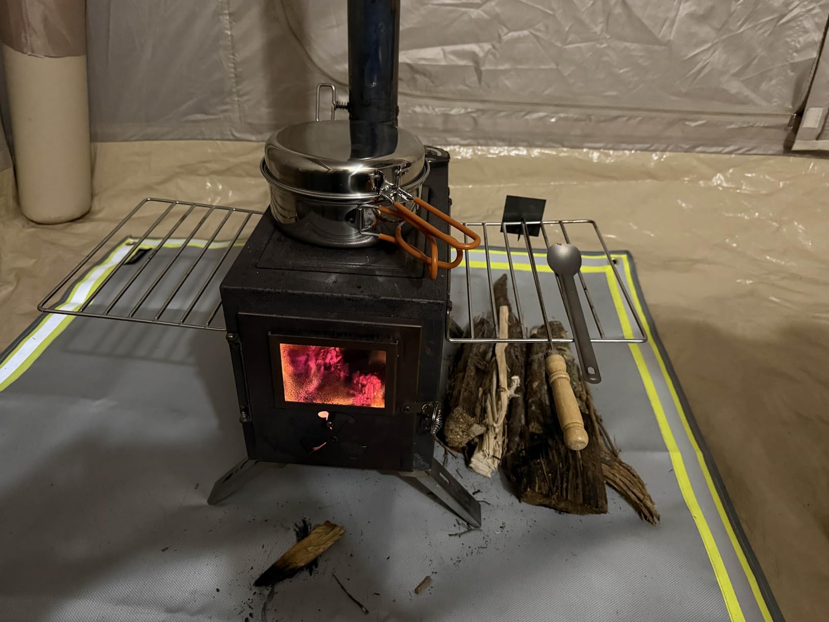 Upgraded Wood Stove, Hot Tent Stove Camping Portable Stainless Steel Wood Burning Stove with 7 Chimney Pipes customer photo 1