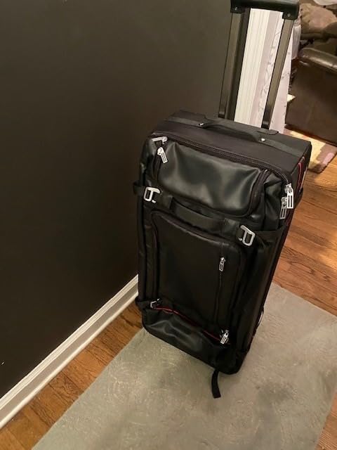 100L Extra Large Rolling Duffel Bag with Wheels and Handle - 33 inch Heavy-Duty 1600D PVC Checked Luggage for Business Travel, Men's Week-Long Trips & Student Relocation, Foldable Base Design (Army Green) customer photo 2