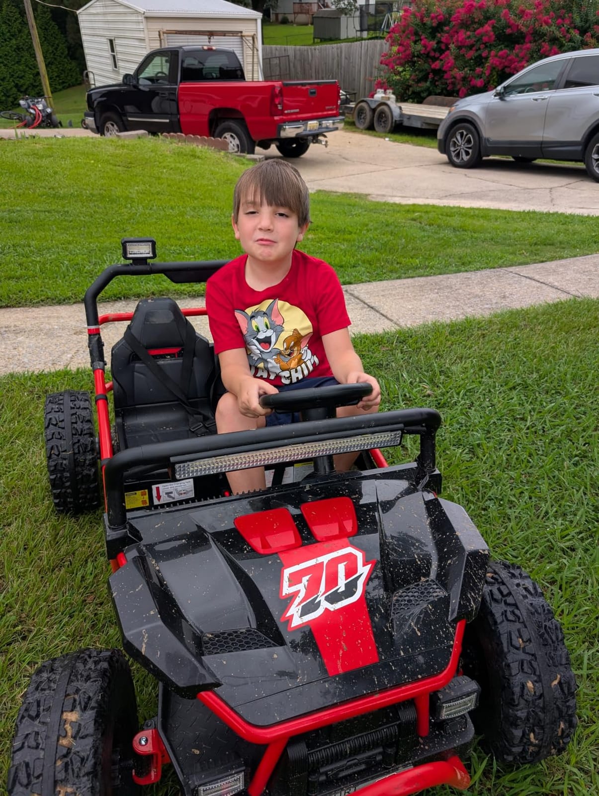 First Ride On 36V Kids Ride On UTV, 2-Seater 400W Electric Car for Kids 6+, 5-8 MPH Speed, Bluetooth Music, Off-Road Vehicle (Black Camo) customer photo 2