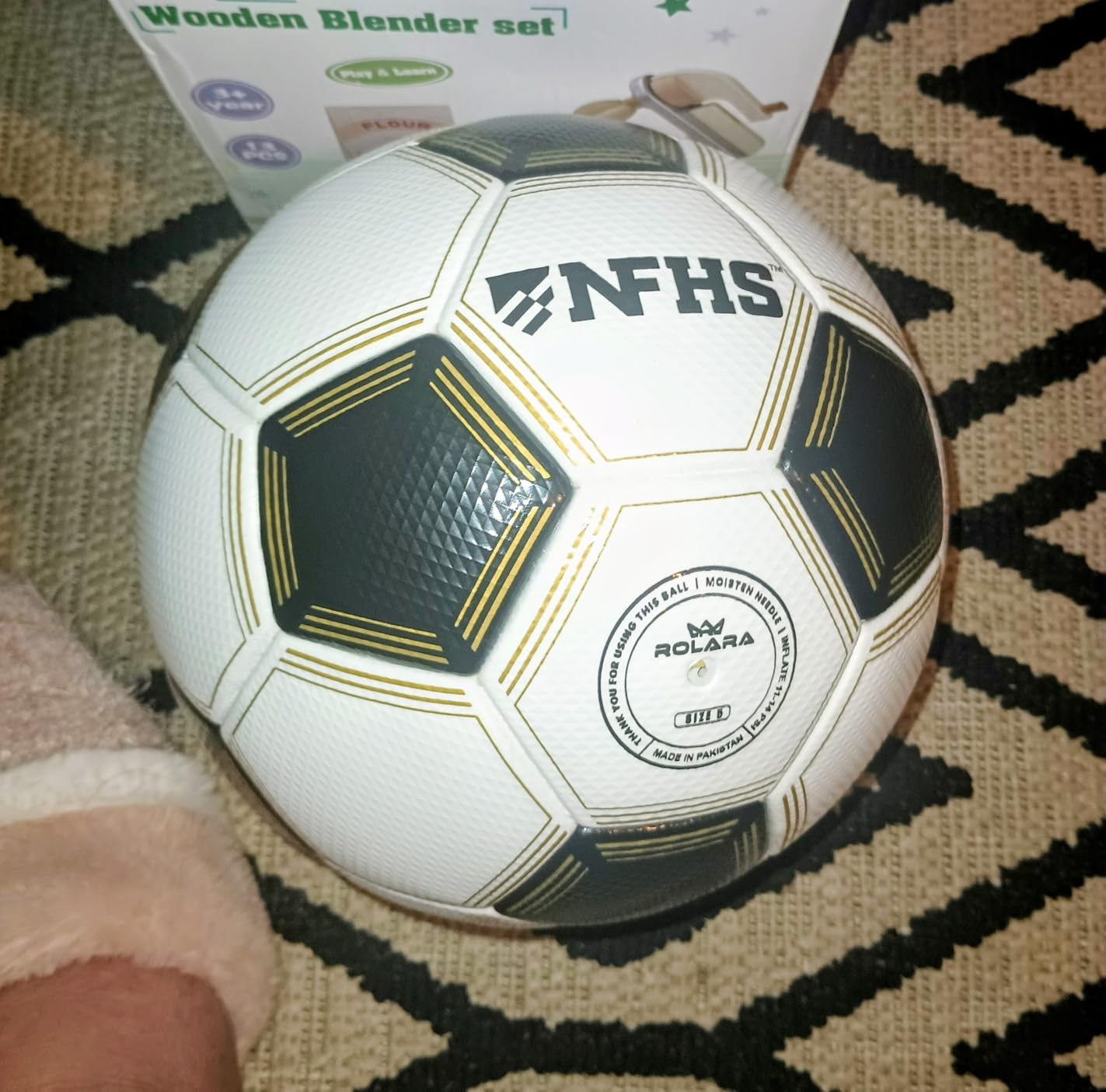 Gold Series Soccer Ball Size 5 - NFHS Approved Thermal Bonded Korean PU Leather Professional Match Balls - Water Resistant with Hybrid Bladder for Superior Air Retention - Official Size customer photo 1