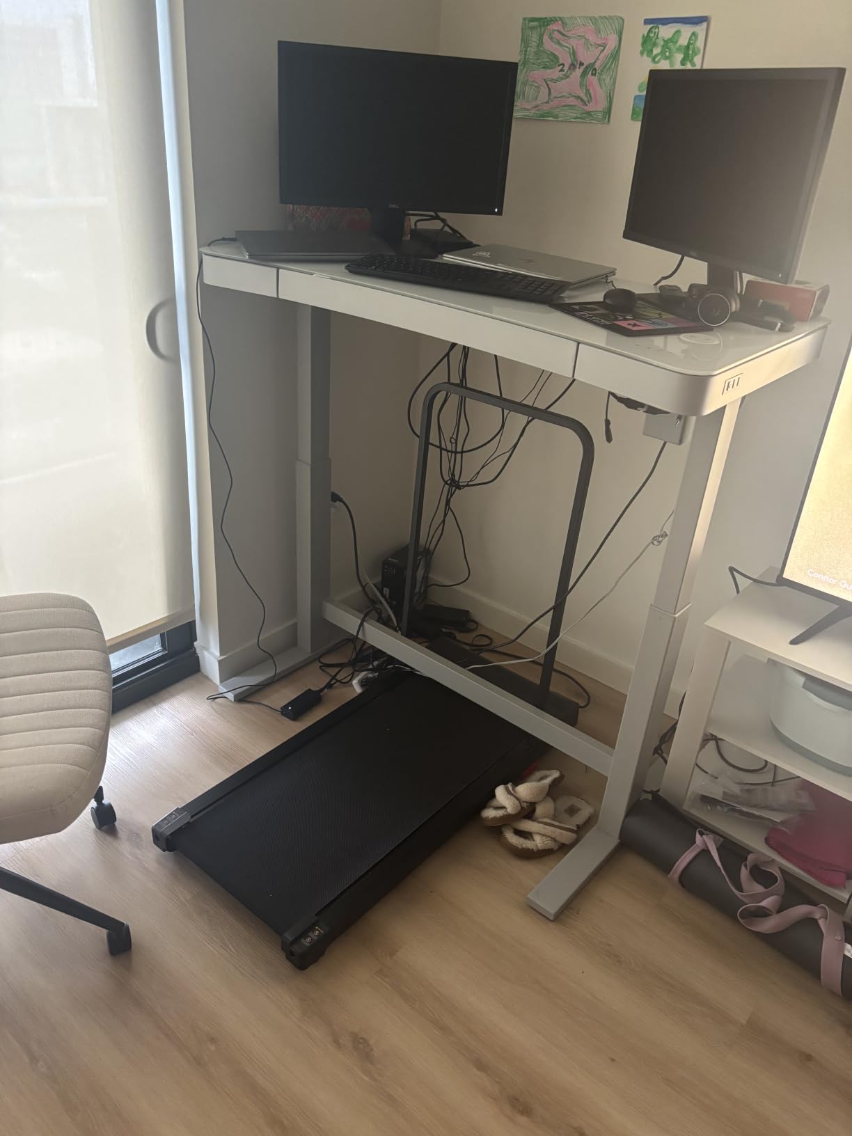 Walking Pad Treadmill for Home - Folding Treadmills with Handle Bar Portable Compact Fold up Indoor Foldable Handles Electric Walk Pads Small Spaces Mini Running Quiet Under Bed Office customer photo 2