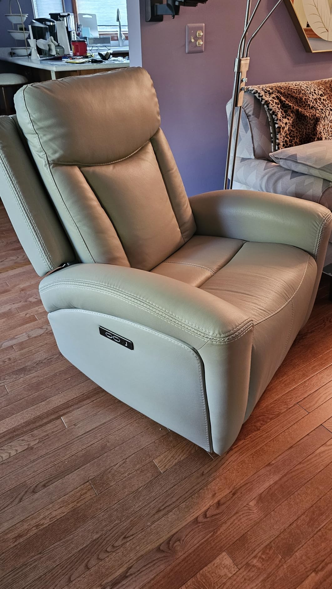 CHITA Genuine Leather Super Zero Gravity Power Recliner Chair, Navy Blue | Adjustable Power Headrest, USB & Type-C Ports for Living Room & Home Theater customer photo 1